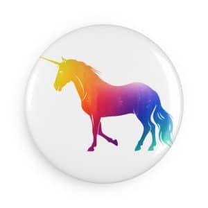 Magic Unicorn Button Magnet, Round (1 & 10 pcs)