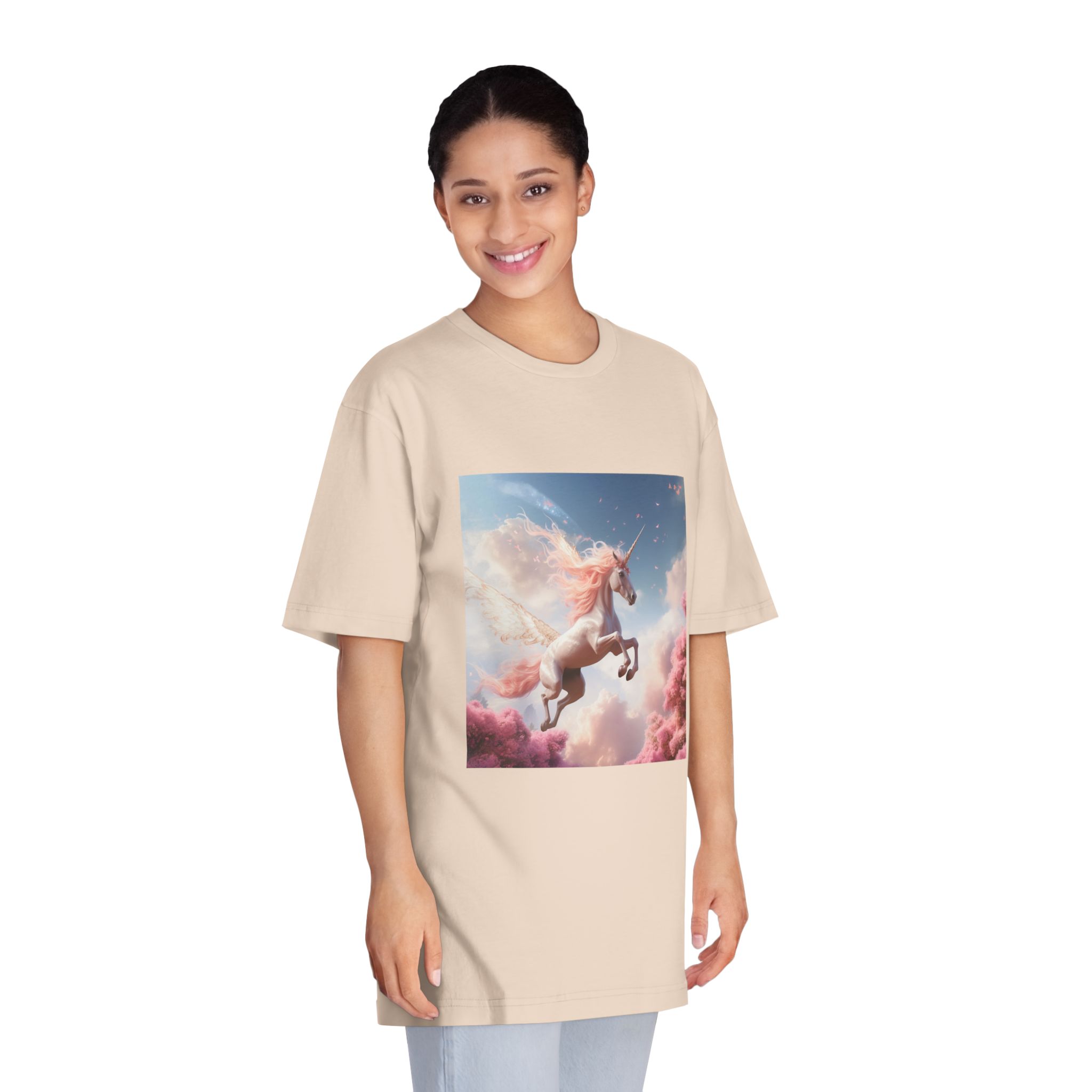 Unicorn With Pink Mane Flying Through Sky With Pink Trees Generative Ai Unisex Classic Crewneck T Shirt - Image 11