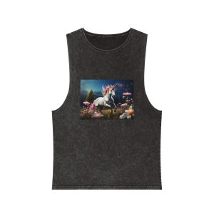 Beautiful Unicorn Running Magical Meadow Unicorn Background Images Whimsical Unicorn (23) Unisex Stonewash Tank Top