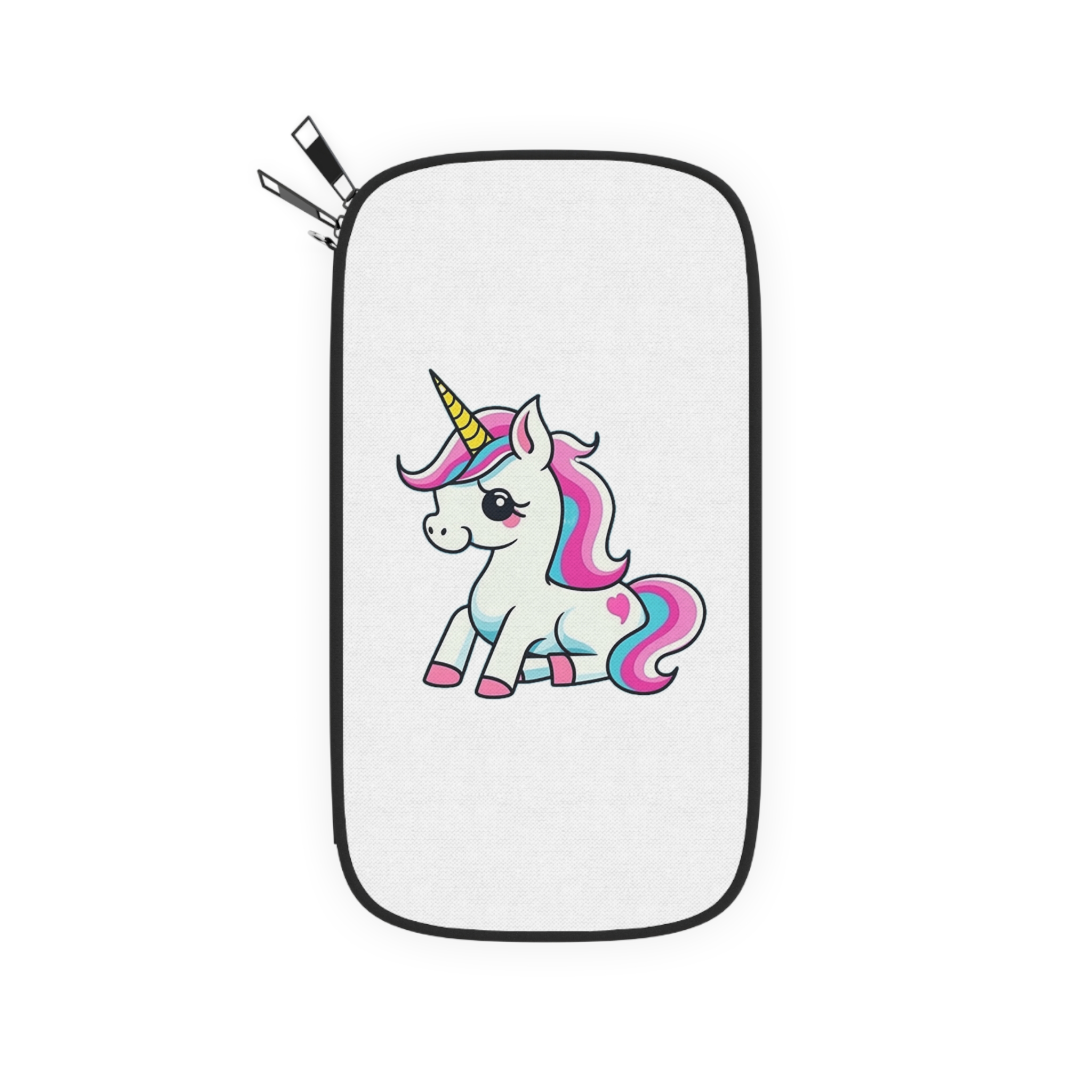 Cartoon Unicorn With Pink Mane Stars Blue Background Generative Ai Passport Wallet - Image 2