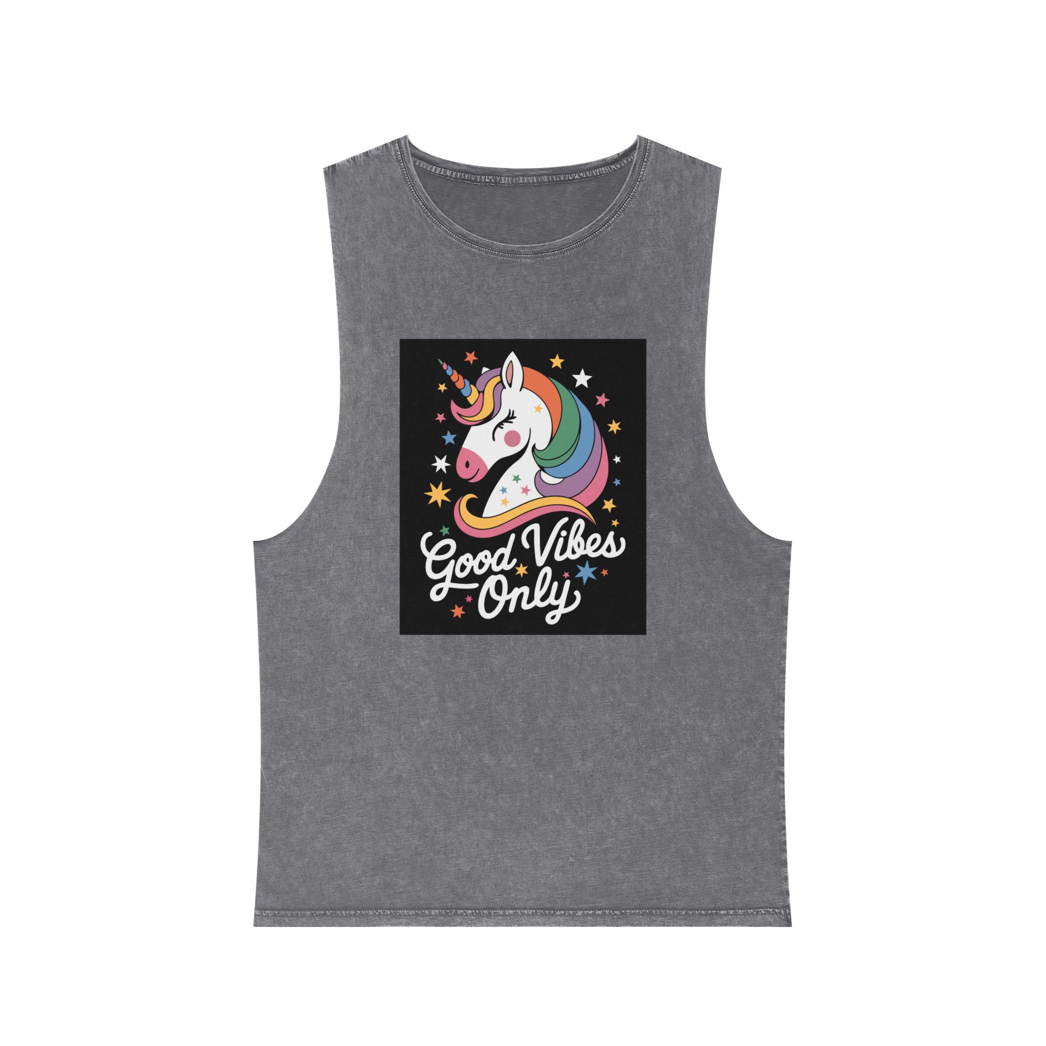 Good Vibes Only T Shirt Design Unisex Stonewash Tank Top - Image 9