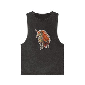 Drawing Unicorn With Flowers Picture Unicorn Unisex Stonewash Tank Top