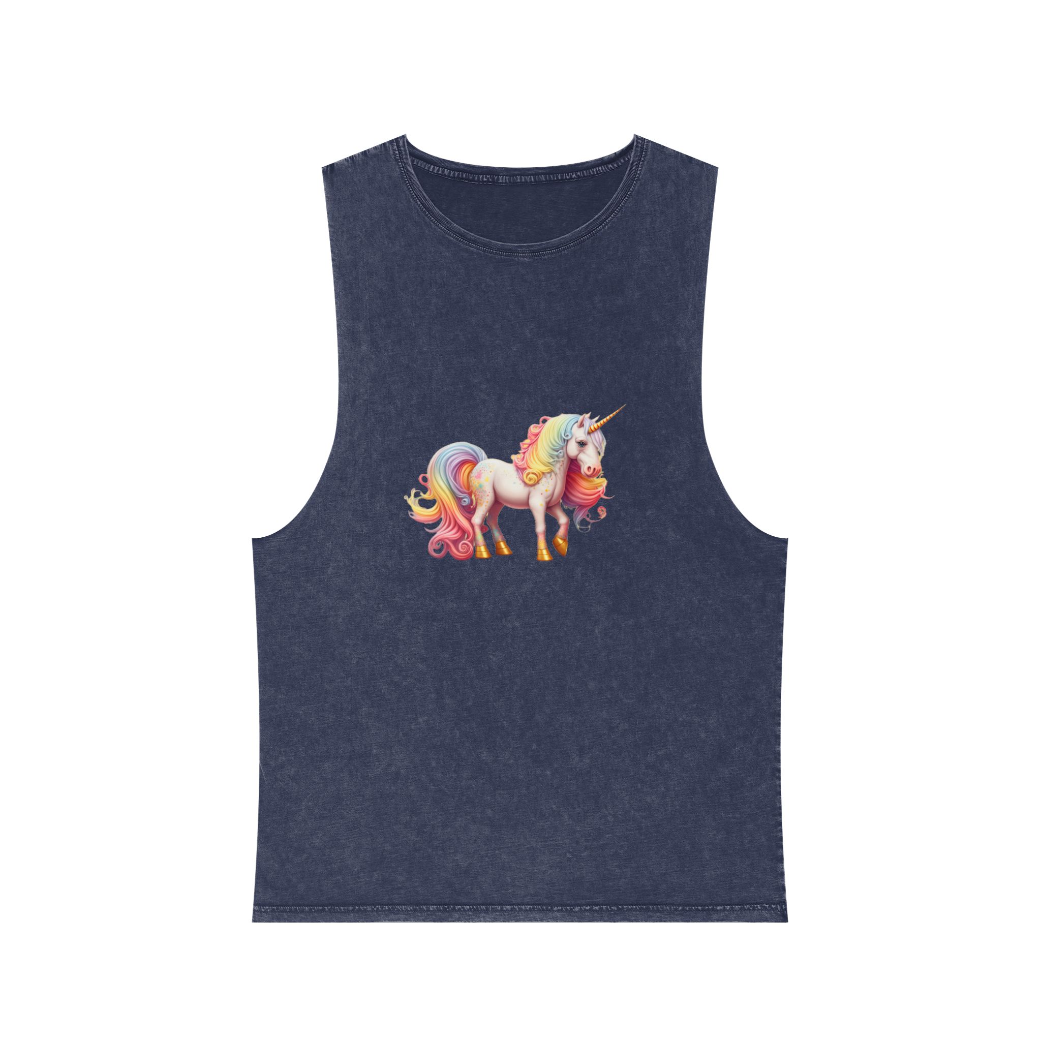 Cute Rainbow Unicorn Rainbow Colors Hair Fantasy Magic Unicorn Generative Ai Unisex Stonewash Tank Top - Image 13