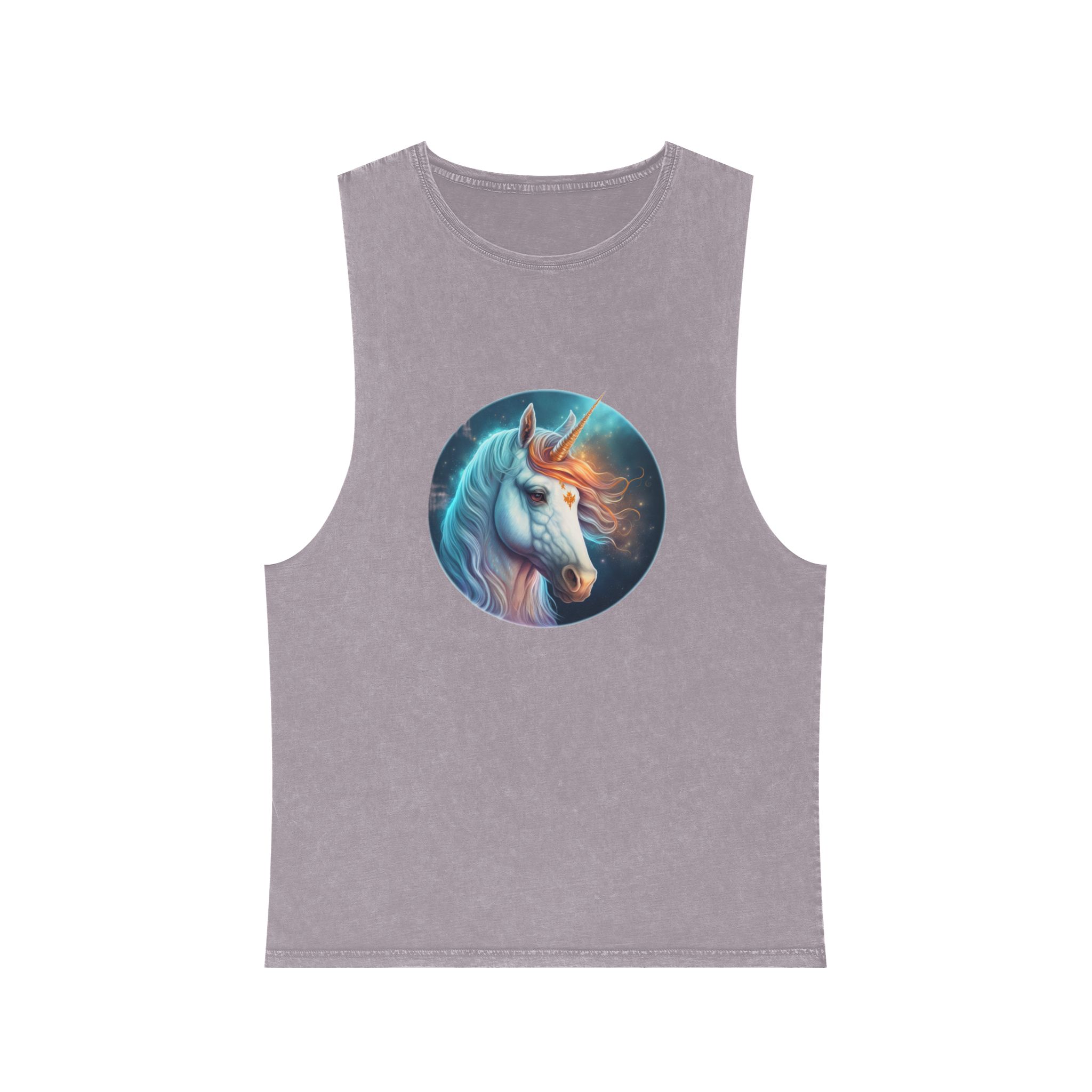 Adorable Colorful Unicorn Unisex Stonewash Tank Top - Image 17
