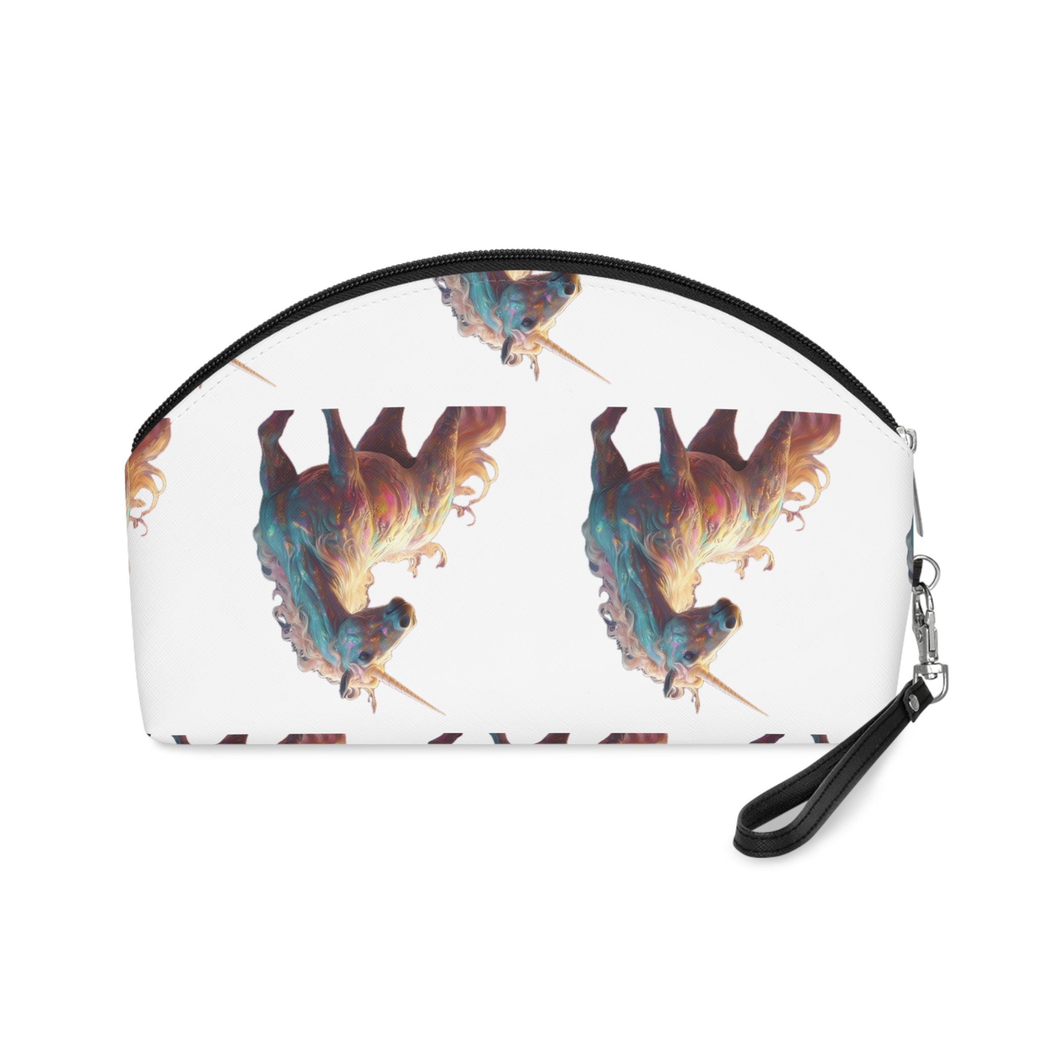 Unicorn With Long Mane Colorful Mane Standing Hill Generative Ai Makeup Bag - Image 2