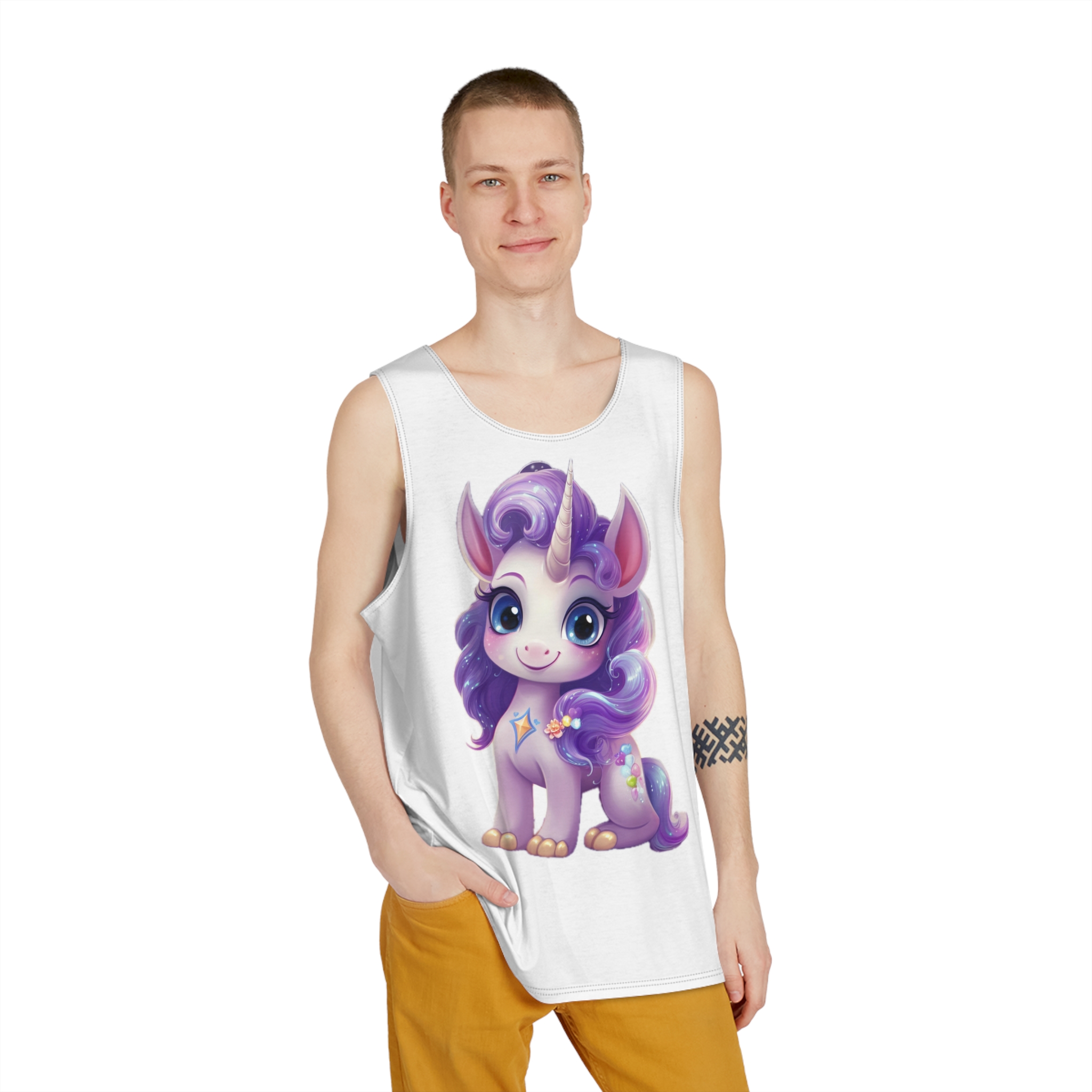 Beautiful Cute Baby Unicorn (8) Mens Tank Aop - Image 3
