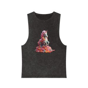 Colorful 3d Mythical Unicorn (3) Copy Unisex Stonewash Tank Top