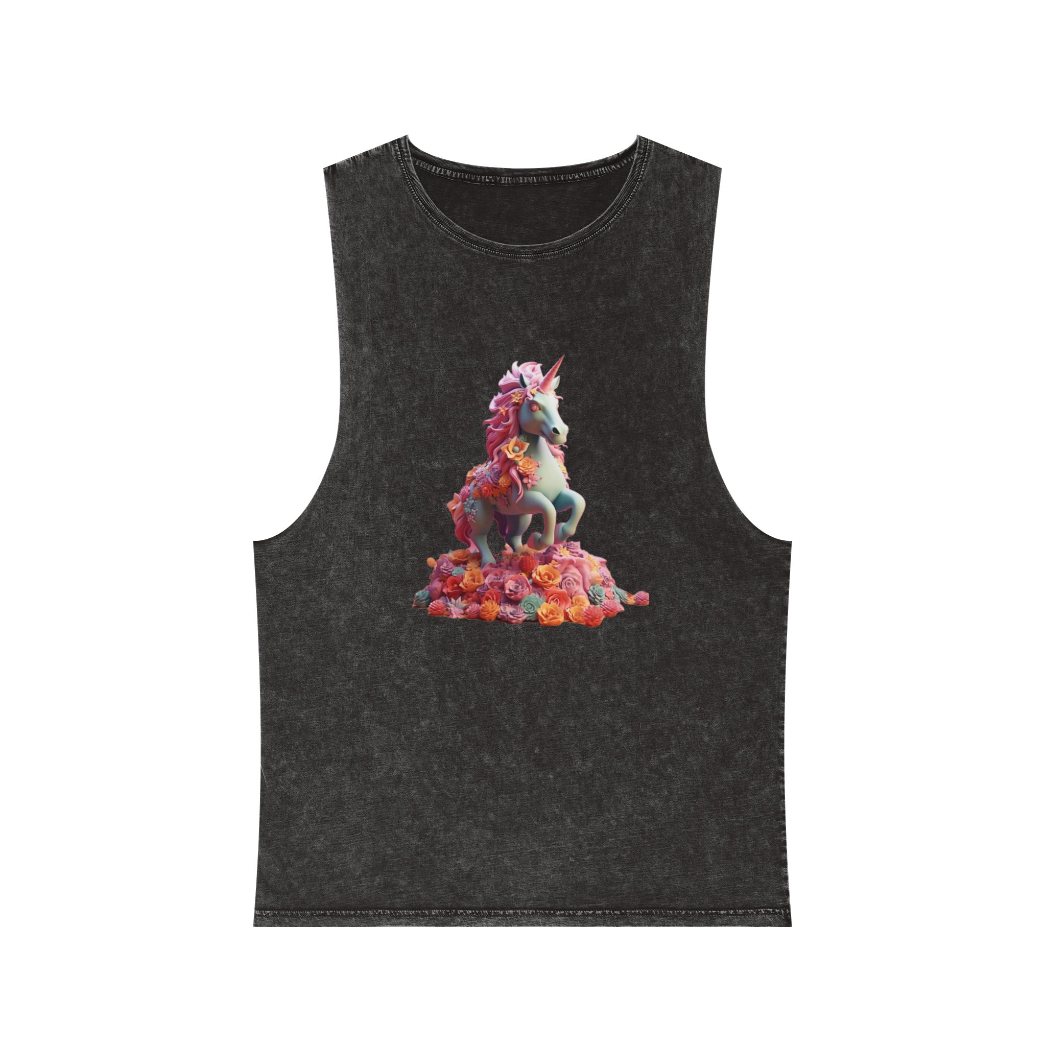 Colorful 3d Mythical Unicorn (3) Copy Unisex Stonewash Tank Top