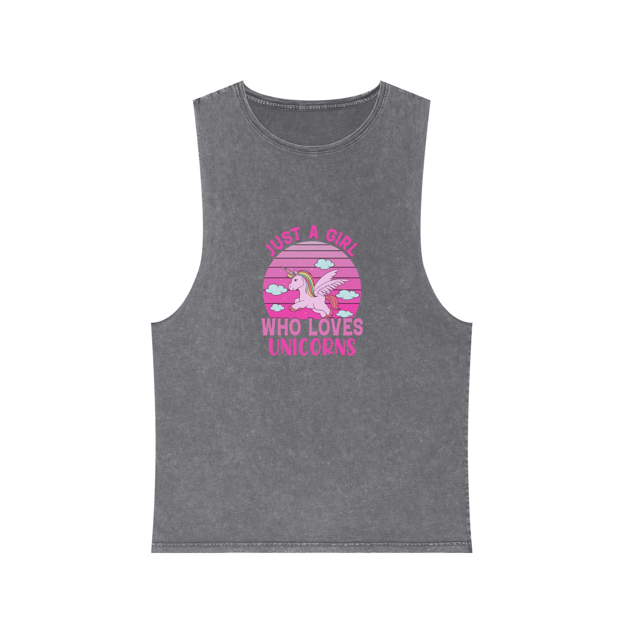 Just A Girl Who Loves Unicorns Unisex Stonewash Tank Top - Image 9