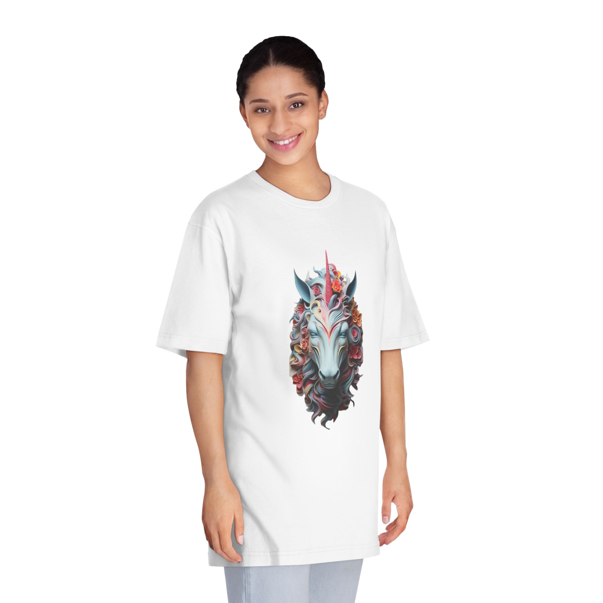 Colorful 3d Unicorn With Colorful Mane (2) Unisex Classic Crewneck T Shirt - Image 3