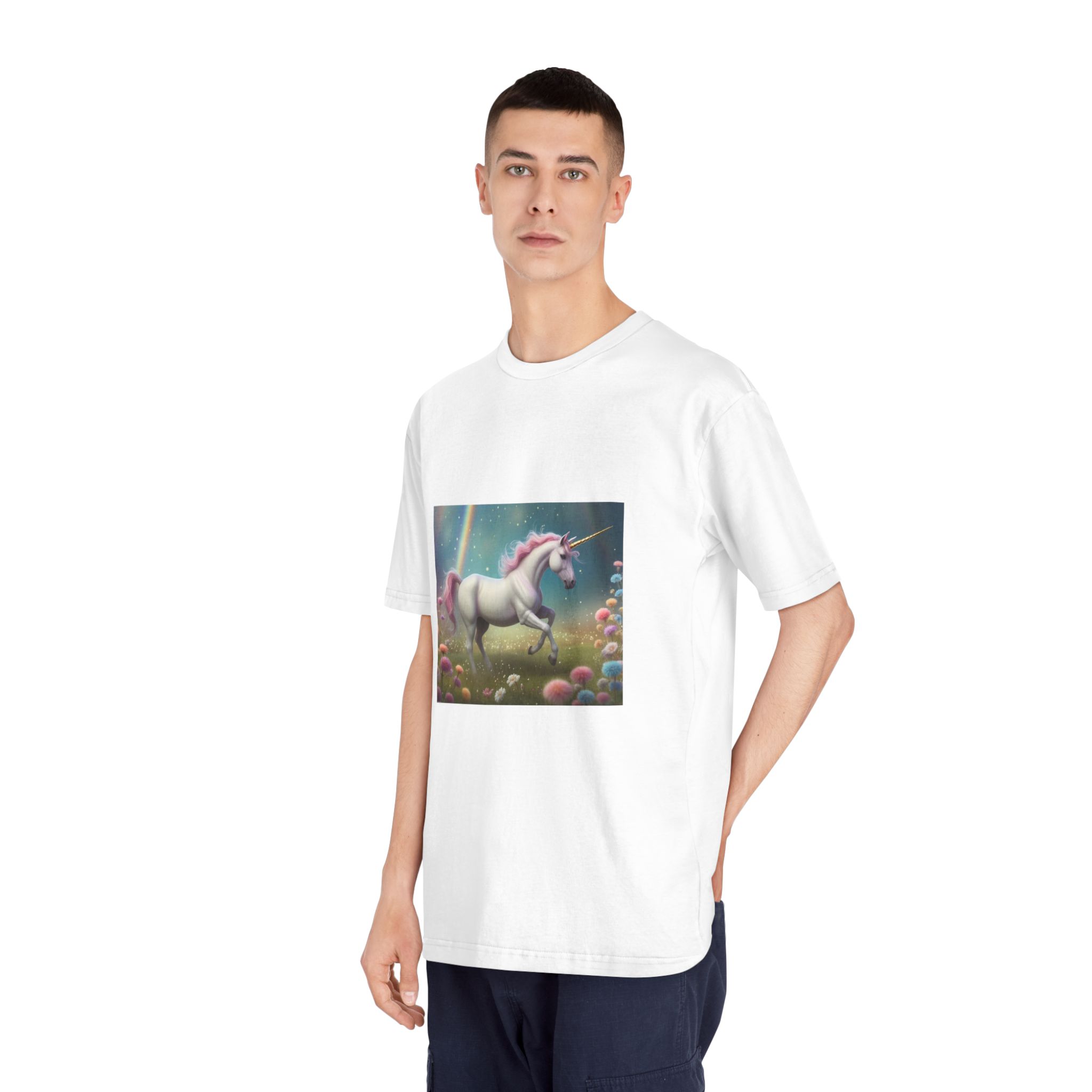 Beautiful Unicorn Running Magical Meadow Unicorn Background Images Whimsical Unicorn (54) Unisex Classic Crewneck T Shirt - Image 4
