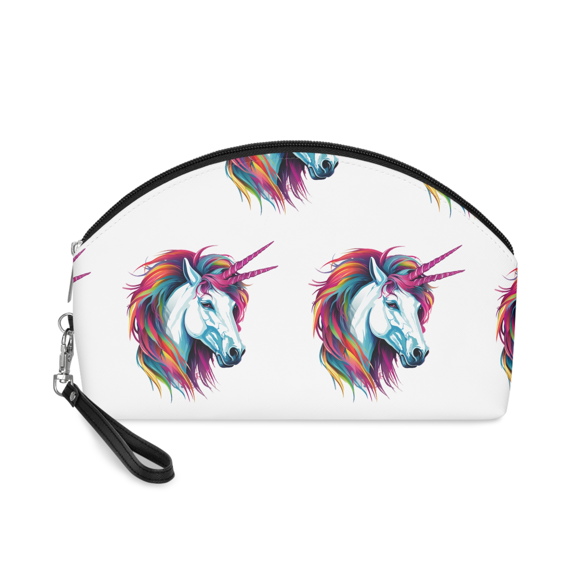 Close Up Unicorns Head With Colorful Mane Generative Ai Copy Makeup Bag