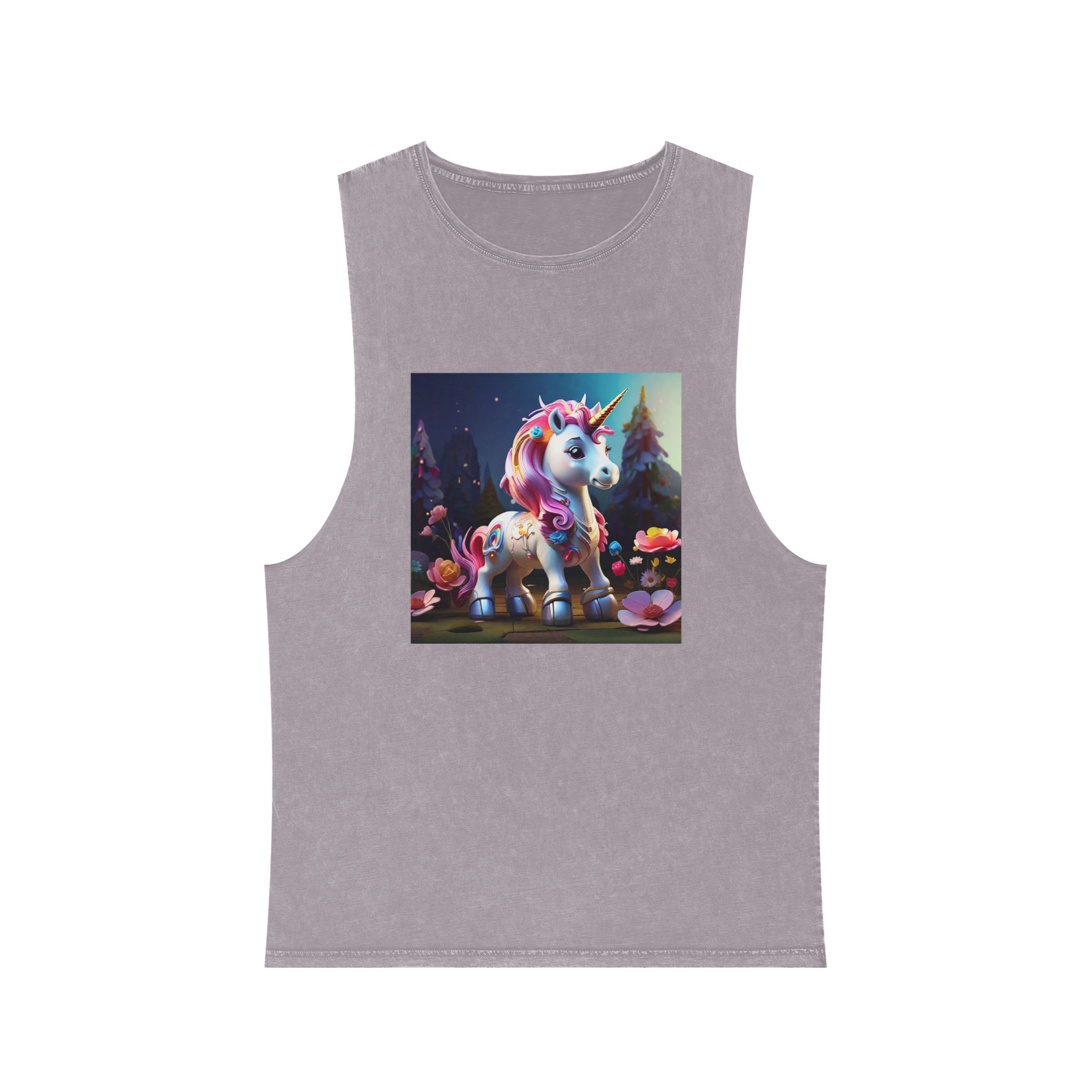Animated Unicorn Children Generated By Ai (16) Unisex Stonewash Tank Top - Image 17