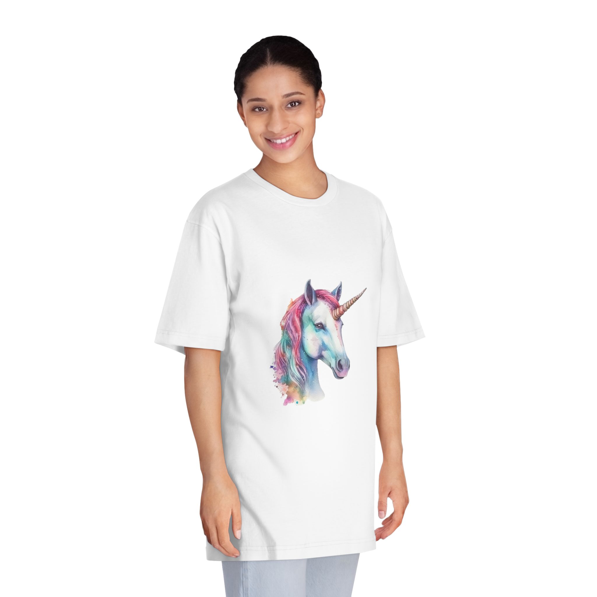 Cute Watercolor Unicorn Illustration Ai Generativexa (1) Unisex Classic Crewneck T Shirt - Image 3