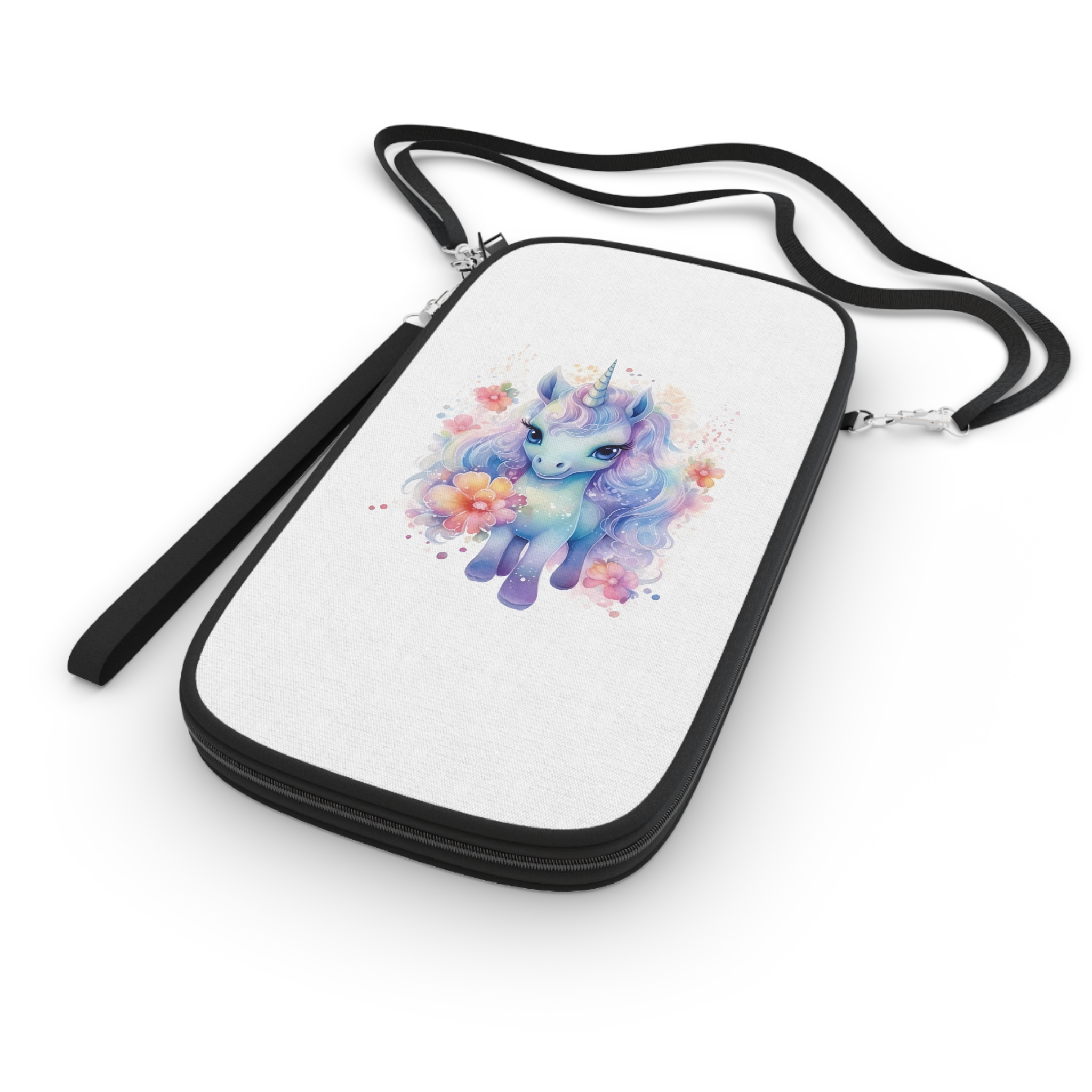 Cute Colorful Magic Unicorn With Flowers Watercolor Style Copia Passport Wallet - Image 3