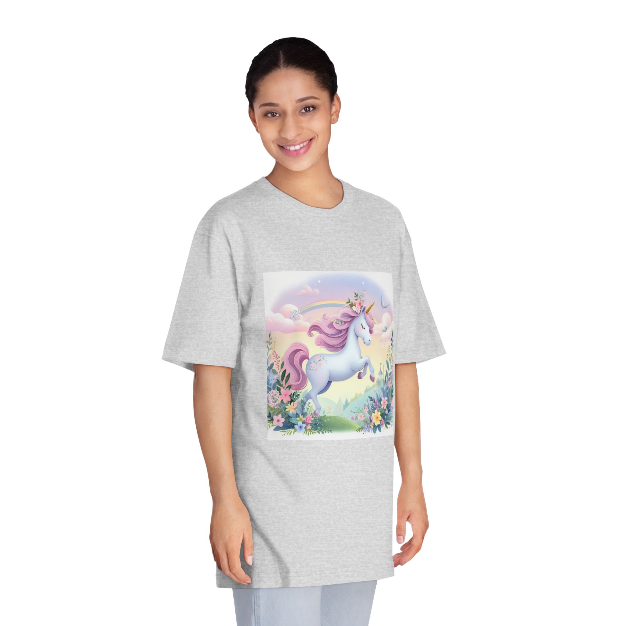 Beautiful Unicorn Running Magical Meadow Unicorn Background Images Whimsical Unicorn (11) Unisex Classic Crewneck T Shirt - Image 15