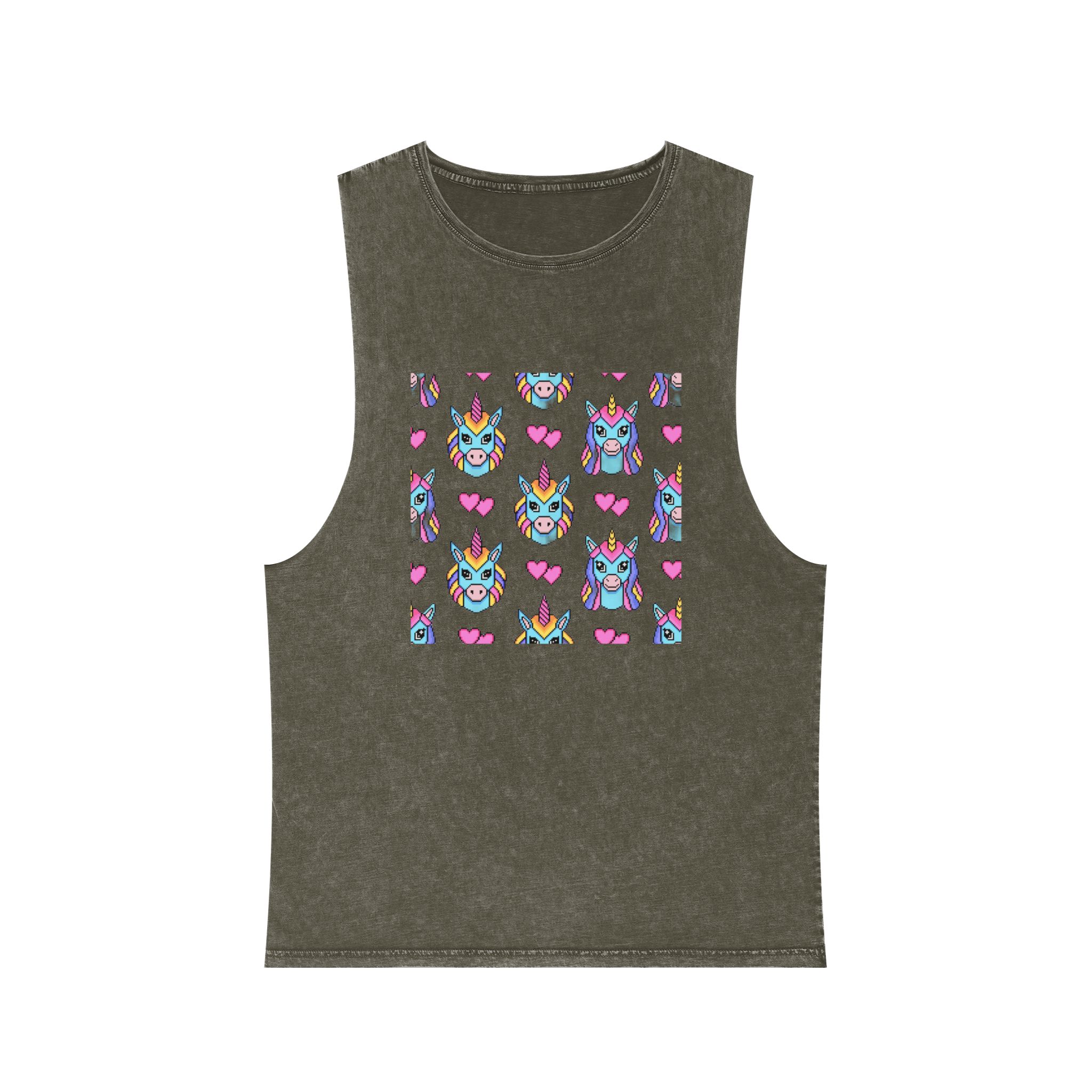 Unicorn Pattern Unisex Stonewash Tank Top - Image 5