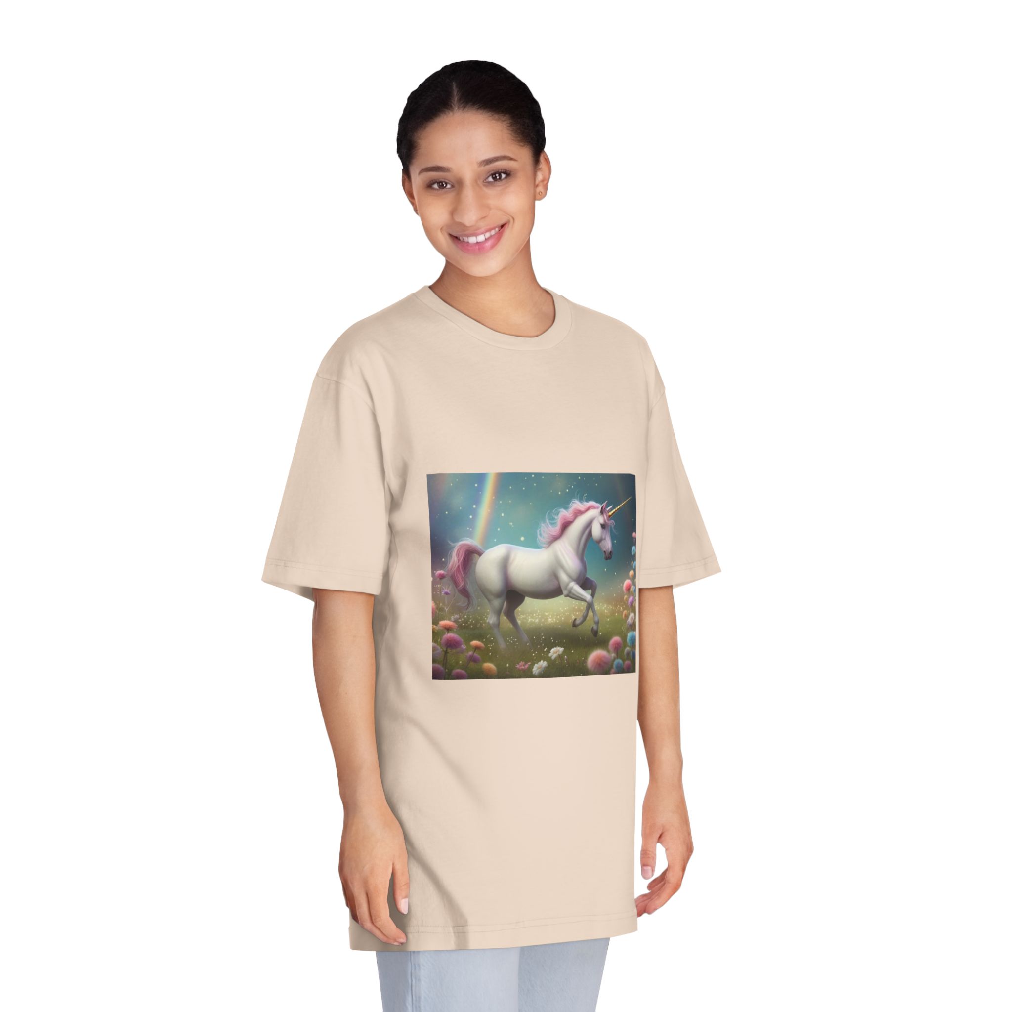 Beautiful Unicorn Running Magical Meadow Unicorn Background Images Whimsical Unicorn (30) Unisex Classic Crewneck T Shirt - Image 11