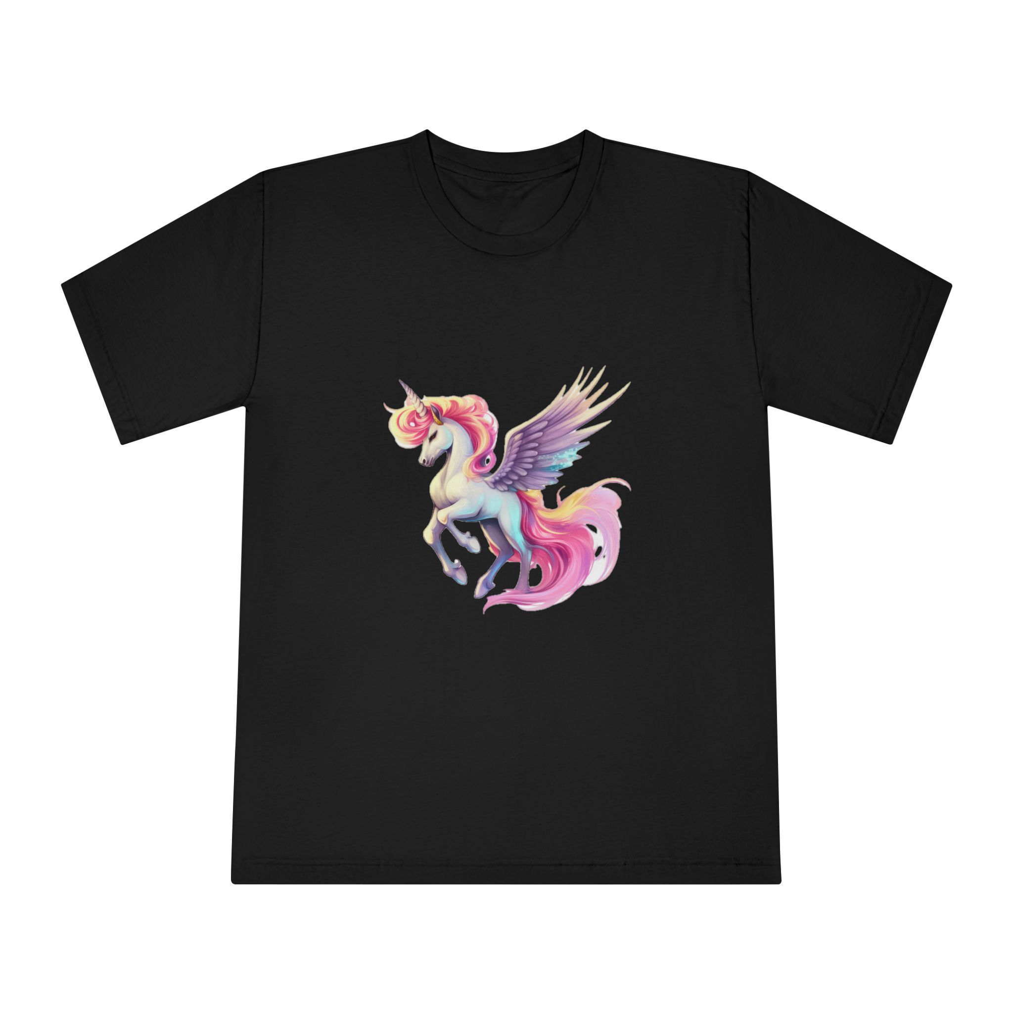 Unicorn With Wings Pink Mane Unisex Classic Crewneck T Shirt - Image 5