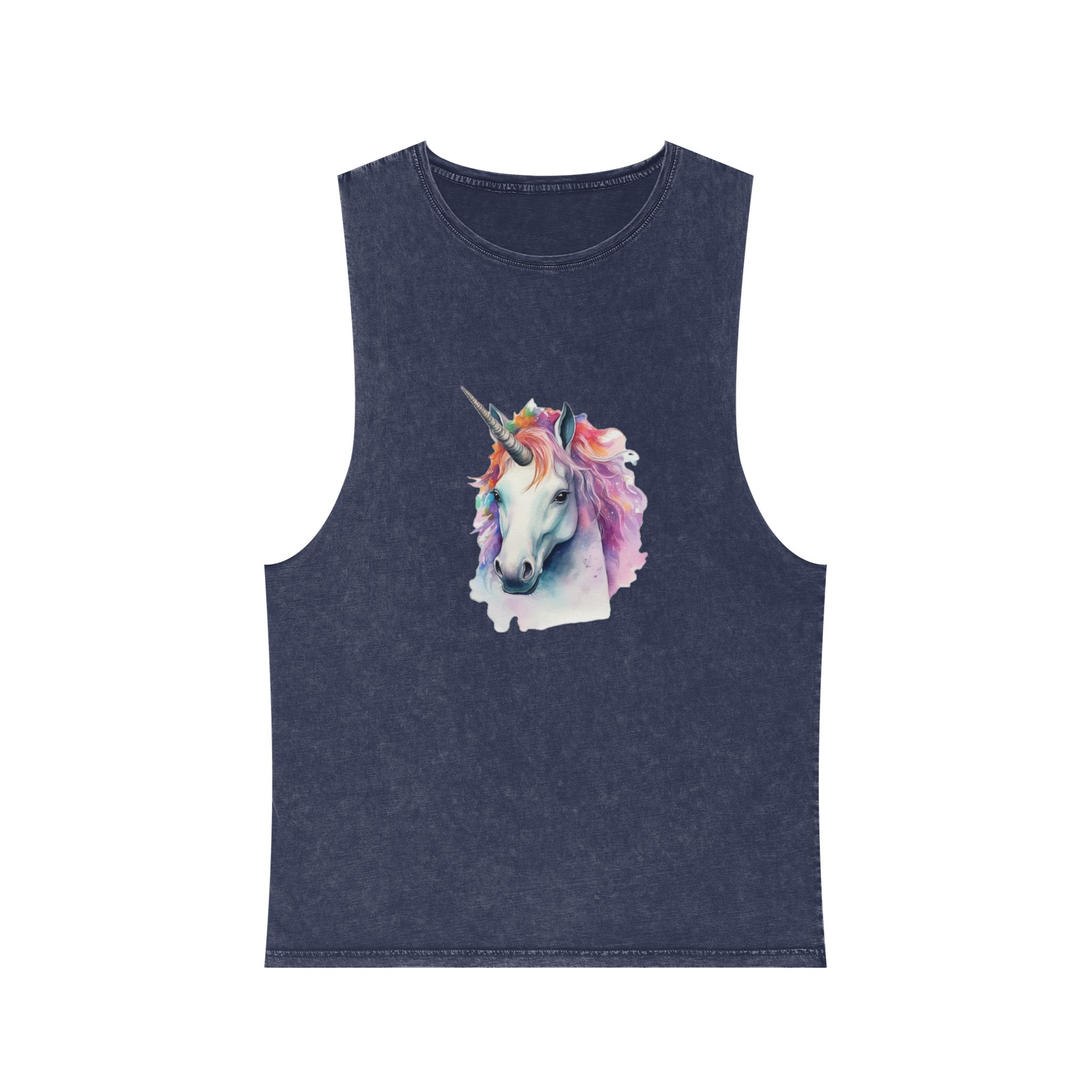 Painting Unicorn With Colorful Mane Long Mane Generative Ai (3) Unisex Stonewash Tank Top - Image 13