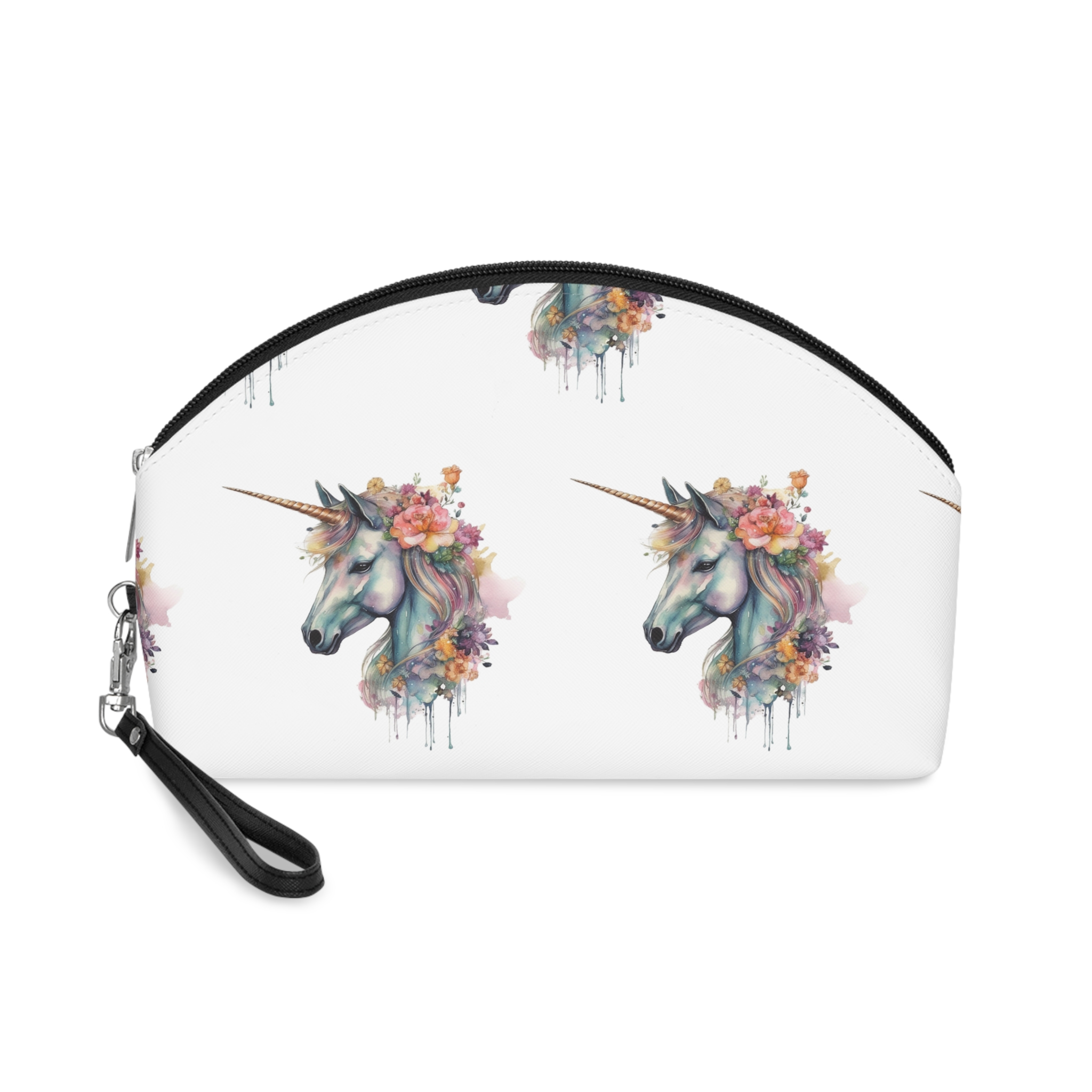 Unicorn With Flower Crown Its Head Makeup Bag