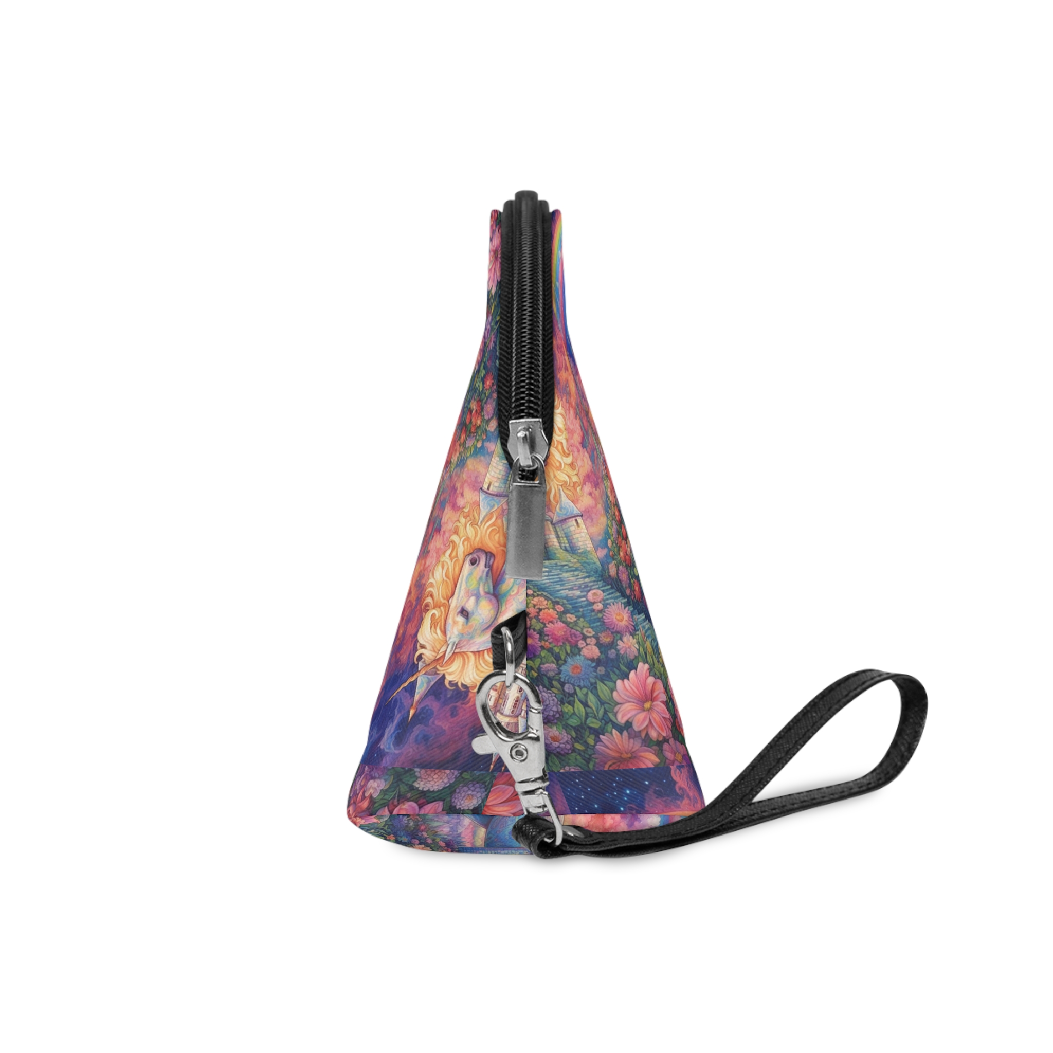 Painting Unicorn Field Flowers With Castle Background Generative Ai Makeup Bag - Image 3