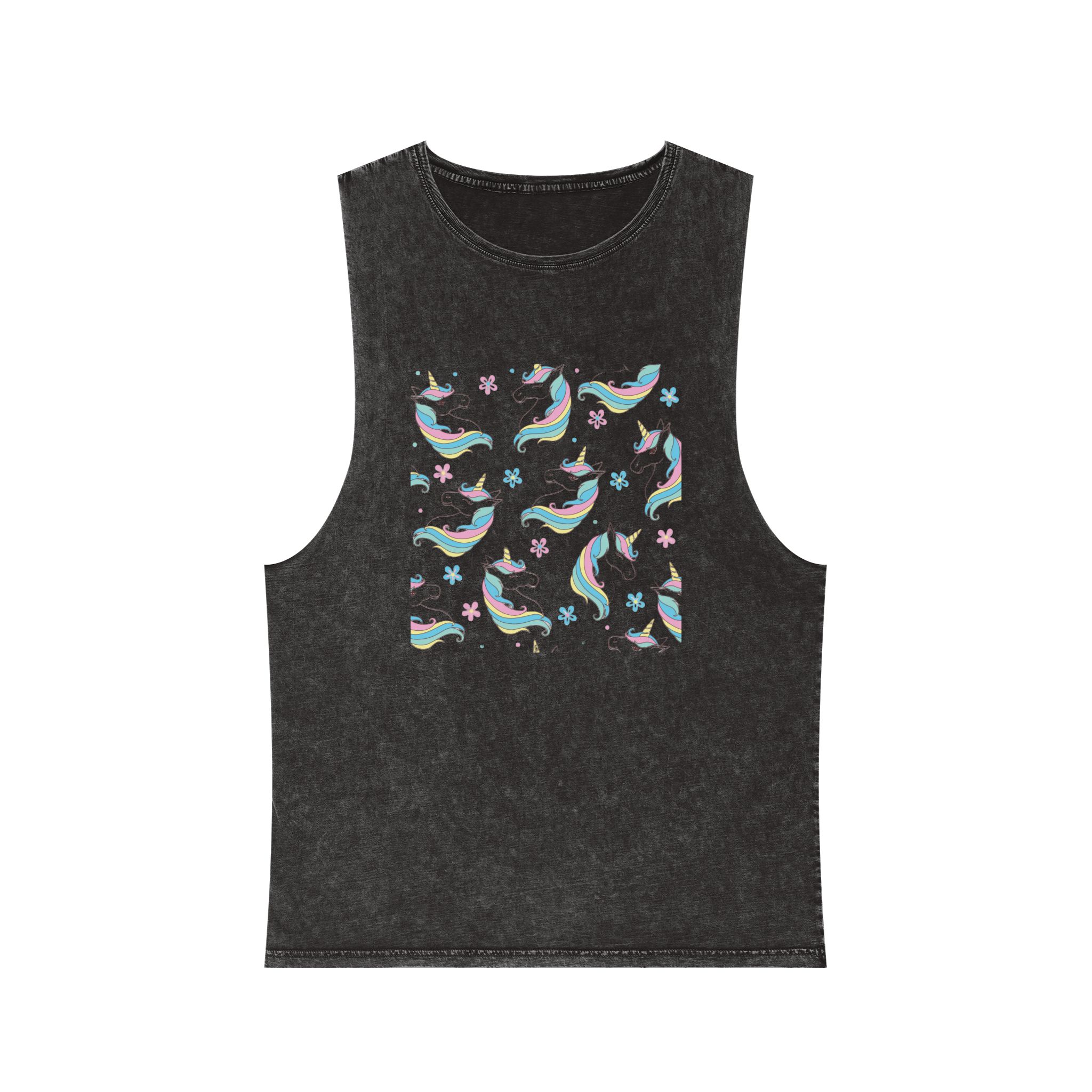 Unicorn Pattern Copia Unisex Stonewash Tank Top