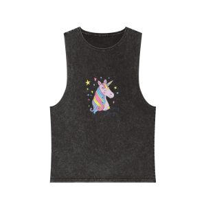 Unicorn Head August 2 181407 Unisex Stonewash Tank Top