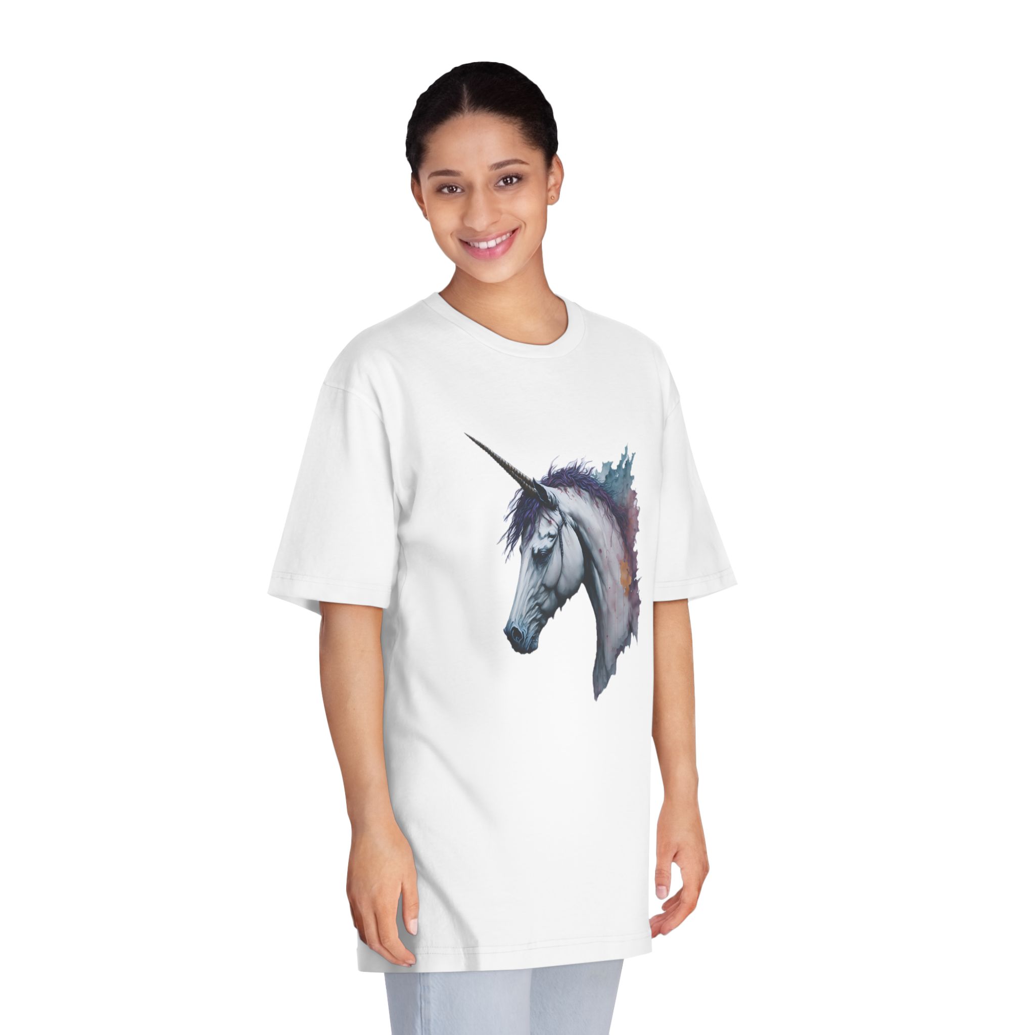 Illustration Unicorn Painted Watercolor Technique Generative Ai Decorative Painting Unisex Classic Crewneck T Shirt - Image 3