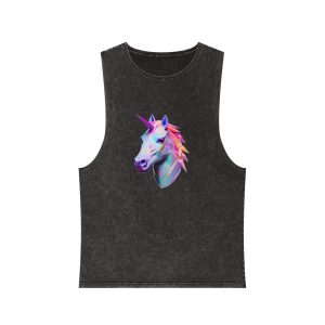 Fondo de “mythical Unicorn With Poly Style” Eliminado Unisex Stonewash Tank Top