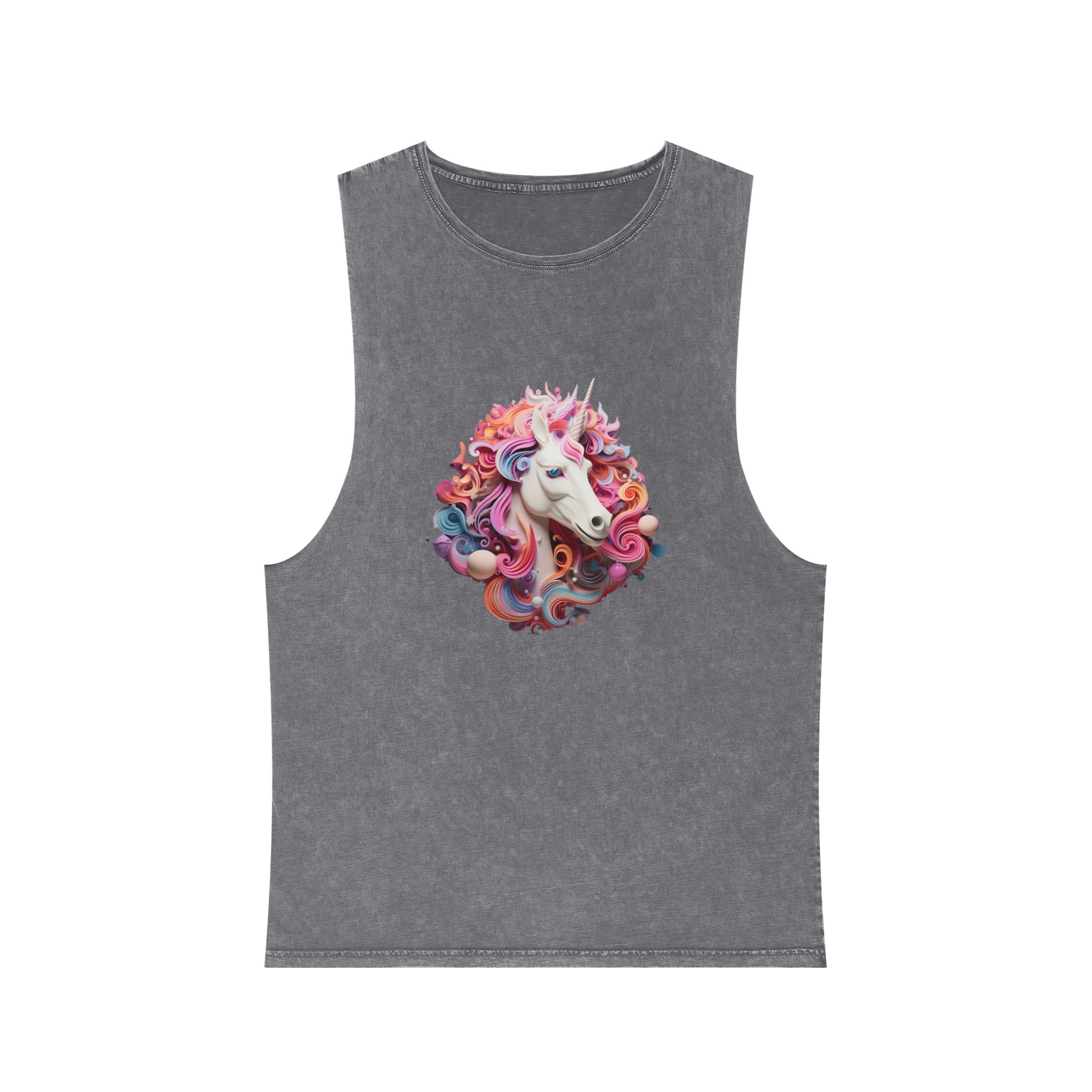 Colorful 3d Mythical Unicorn (2) Unisex Stonewash Tank Top - Image 9