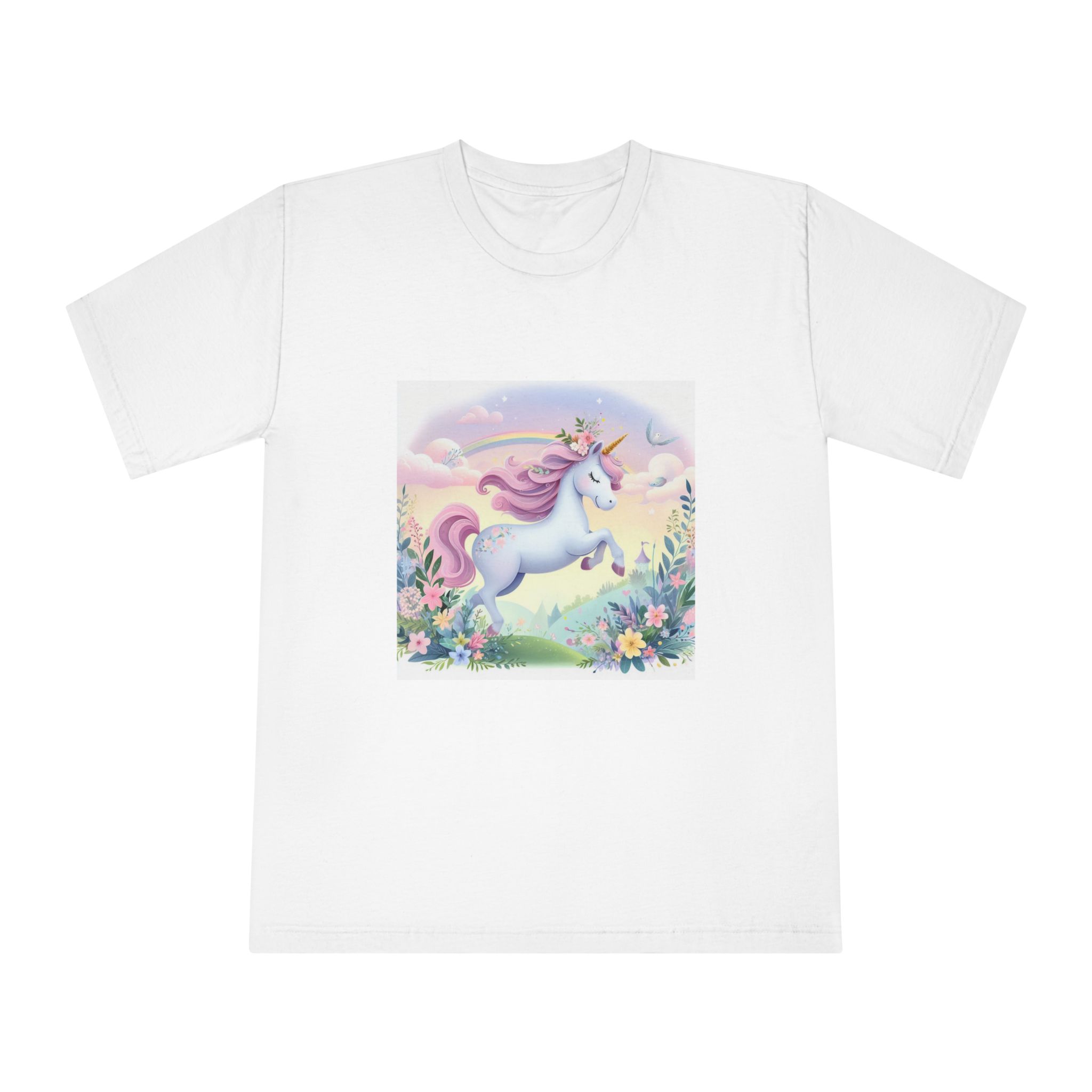 Beautiful Unicorn Running Magical Meadow Unicorn Background Images Whimsical Unicorn (11) Unisex Classic Crewneck T Shirt