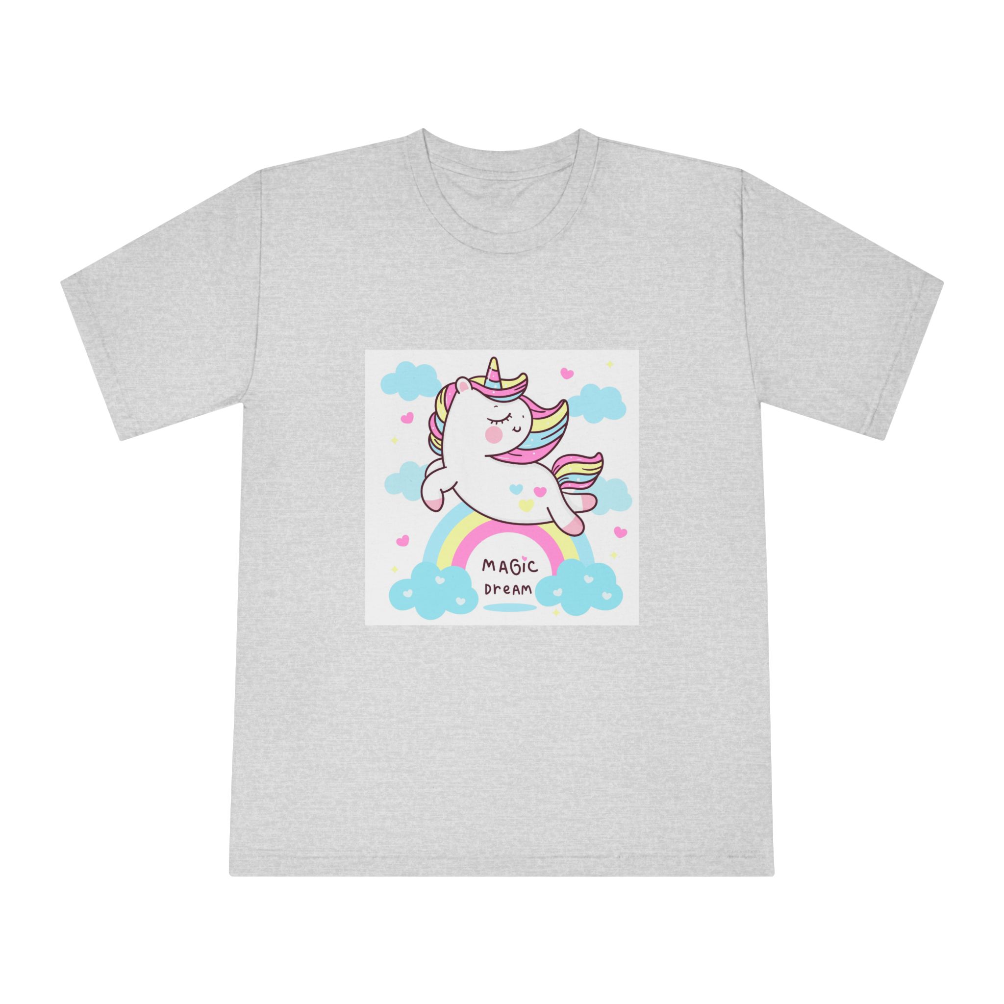 Cute Unicorn Pegasus Vector Fly On Sky With Rainbow Sweet Heart and Cloud Pony Cartoon Pastel Background Valentines Day Unisex Classic Crewneck T Shirt - Image 13