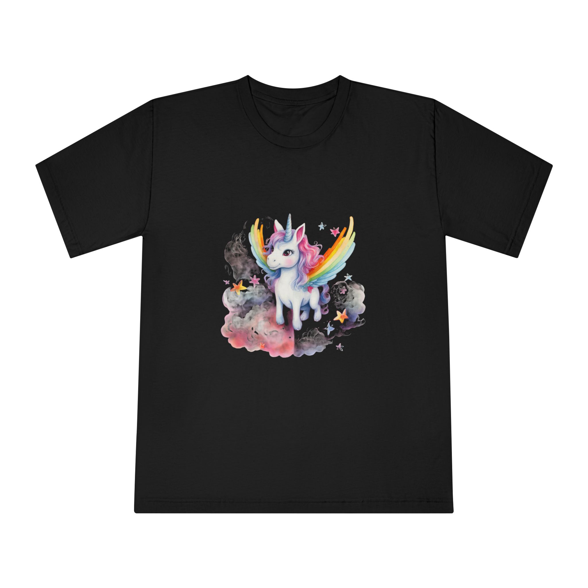 There Is Unicorn With Rainbow Mane Wings Cloud Generative Ai Unisex Classic Crewneck T Shirt - Image 5