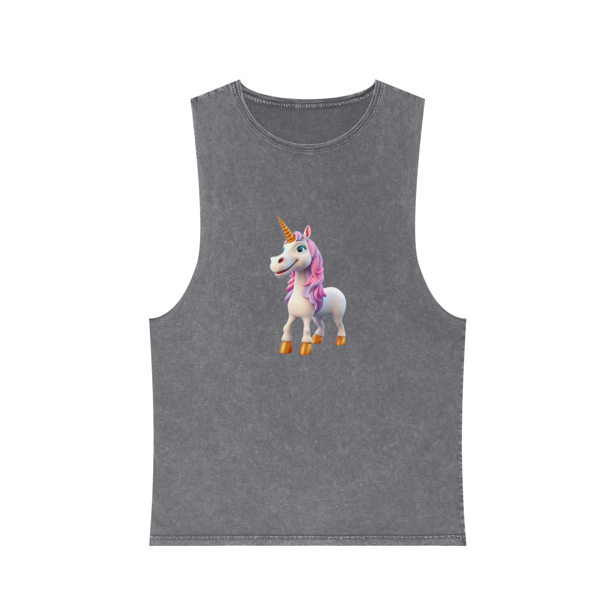 Colorful Cartoon Animated 3d Unicorn Children (15) Unisex Stonewash Tank Top - Image 9