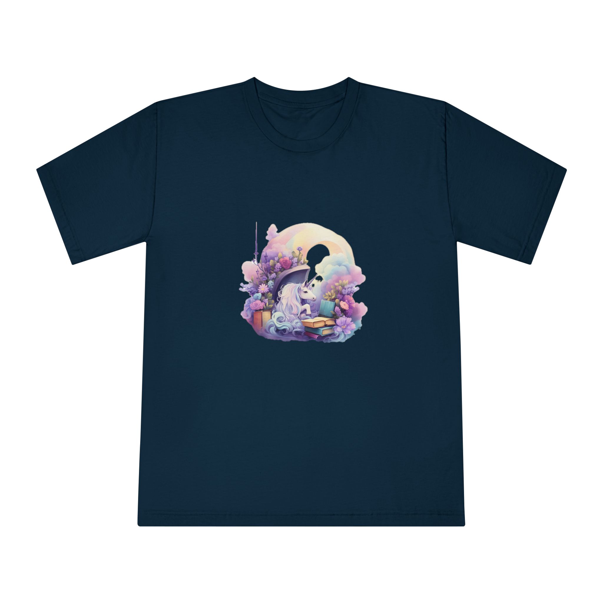 Watercolor Cozy Reading Book Set Hidden Realm Unicorns Fluffy Clipart Tshirt Isolated Unisex Classic Crewneck T Shirt - Image 17