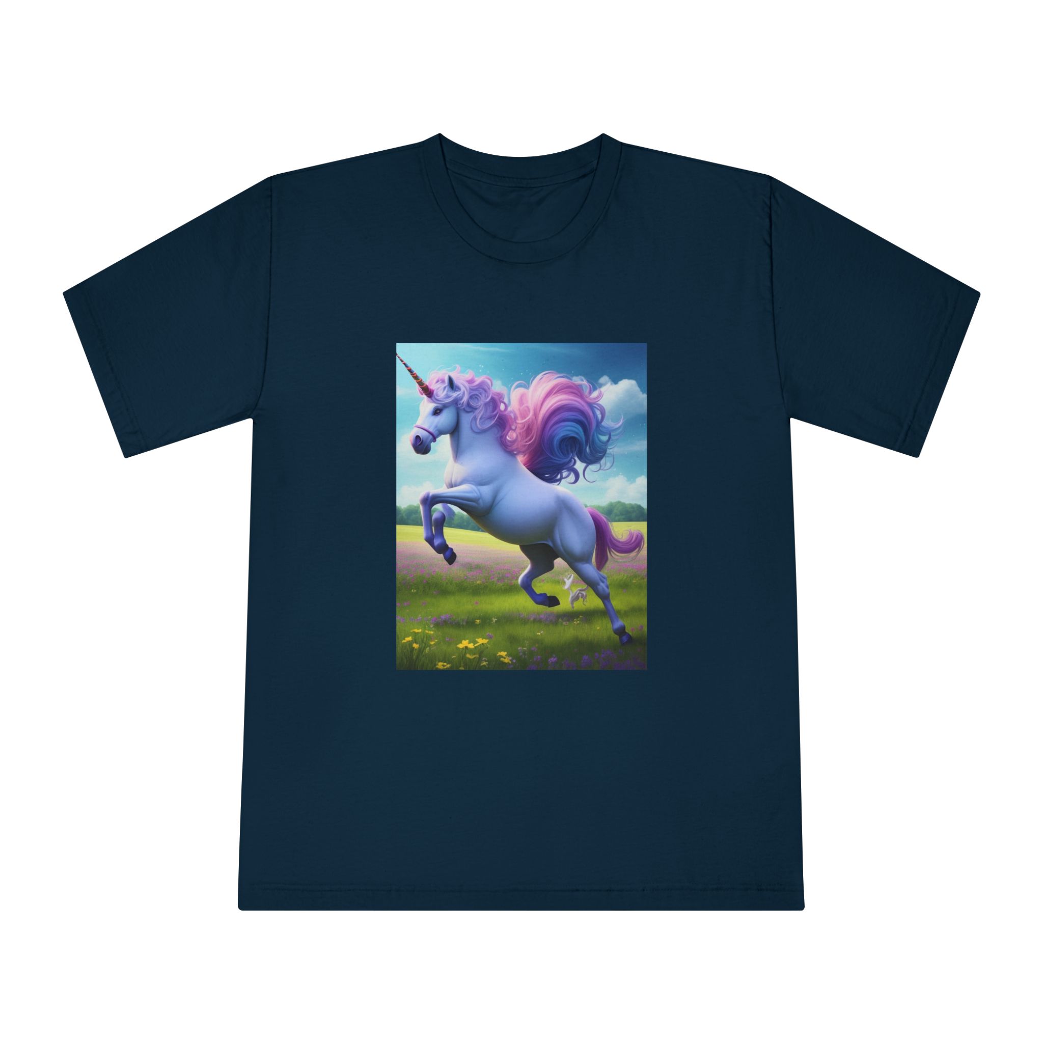 Beautiful Unicorn Running Magical Meadow Unicorn Background Images Whimsical Unicorn (26) Unisex Classic Crewneck T Shirt - Image 17