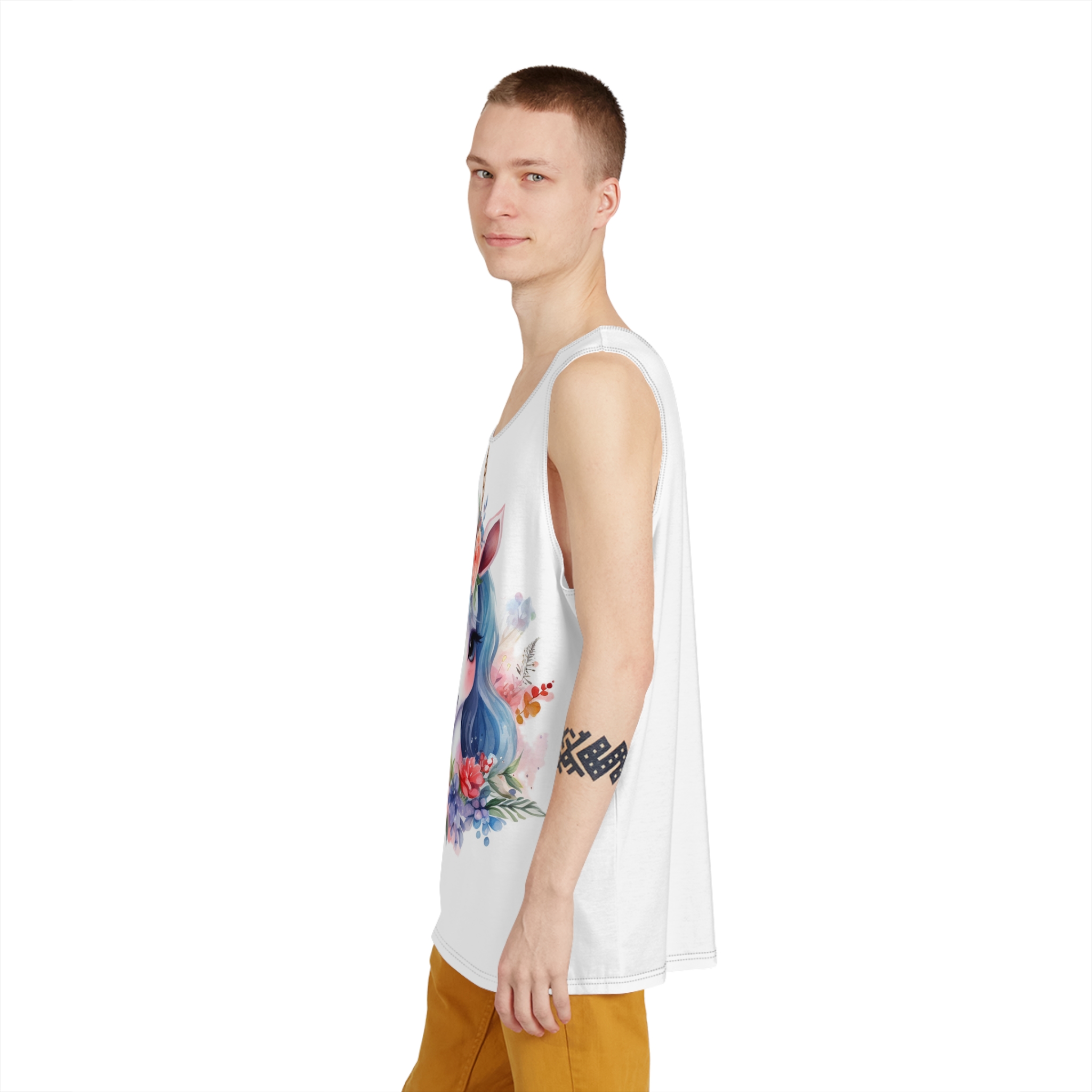 Unicorn With Flower Crown It Mens Tank Aop