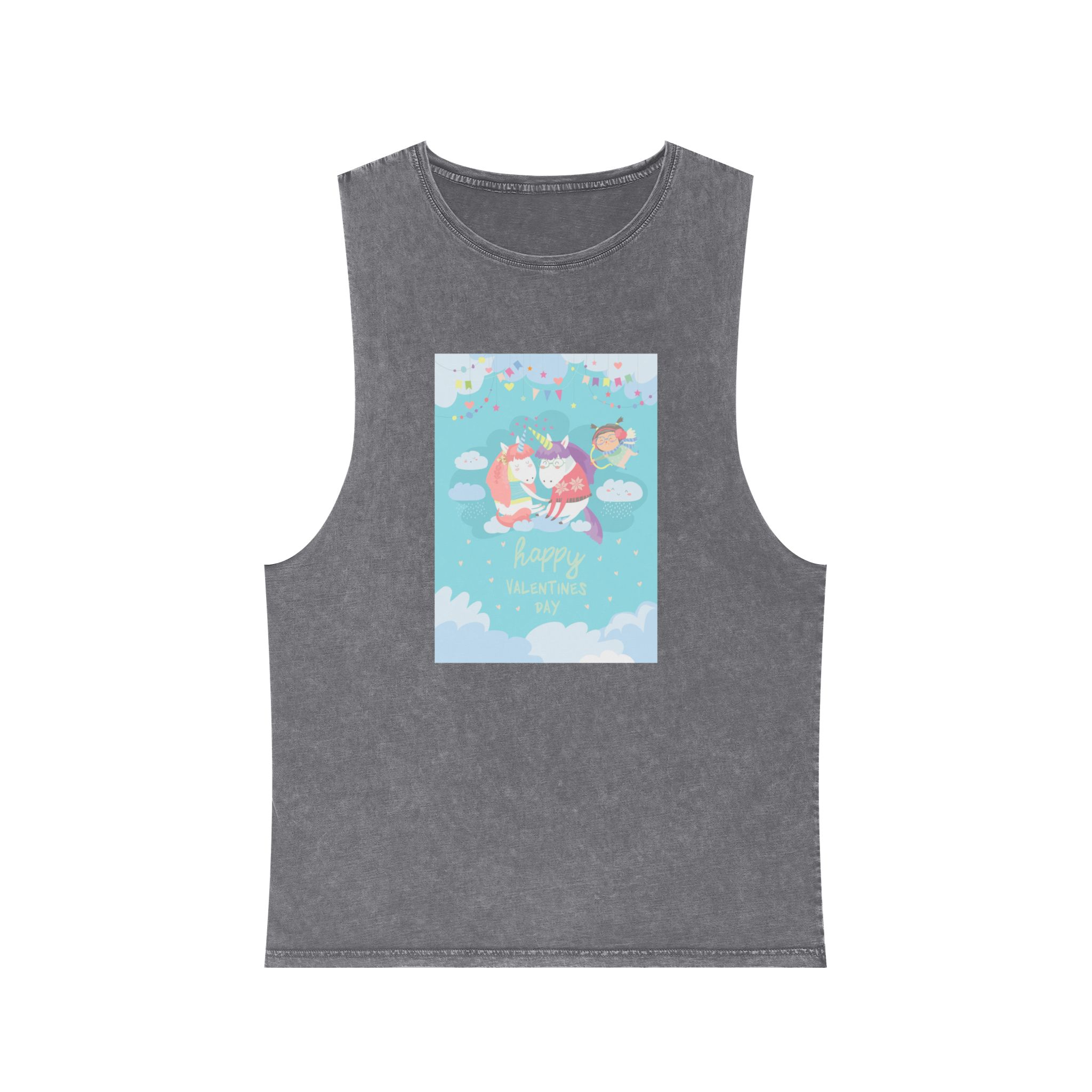 Cute Card With Fairy Unicorns Love Unisex Stonewash Tank Top - Image 9