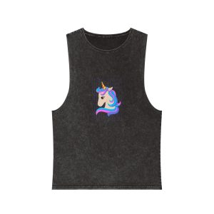 Cute Unicorn Unisex Stonewash Tank Top