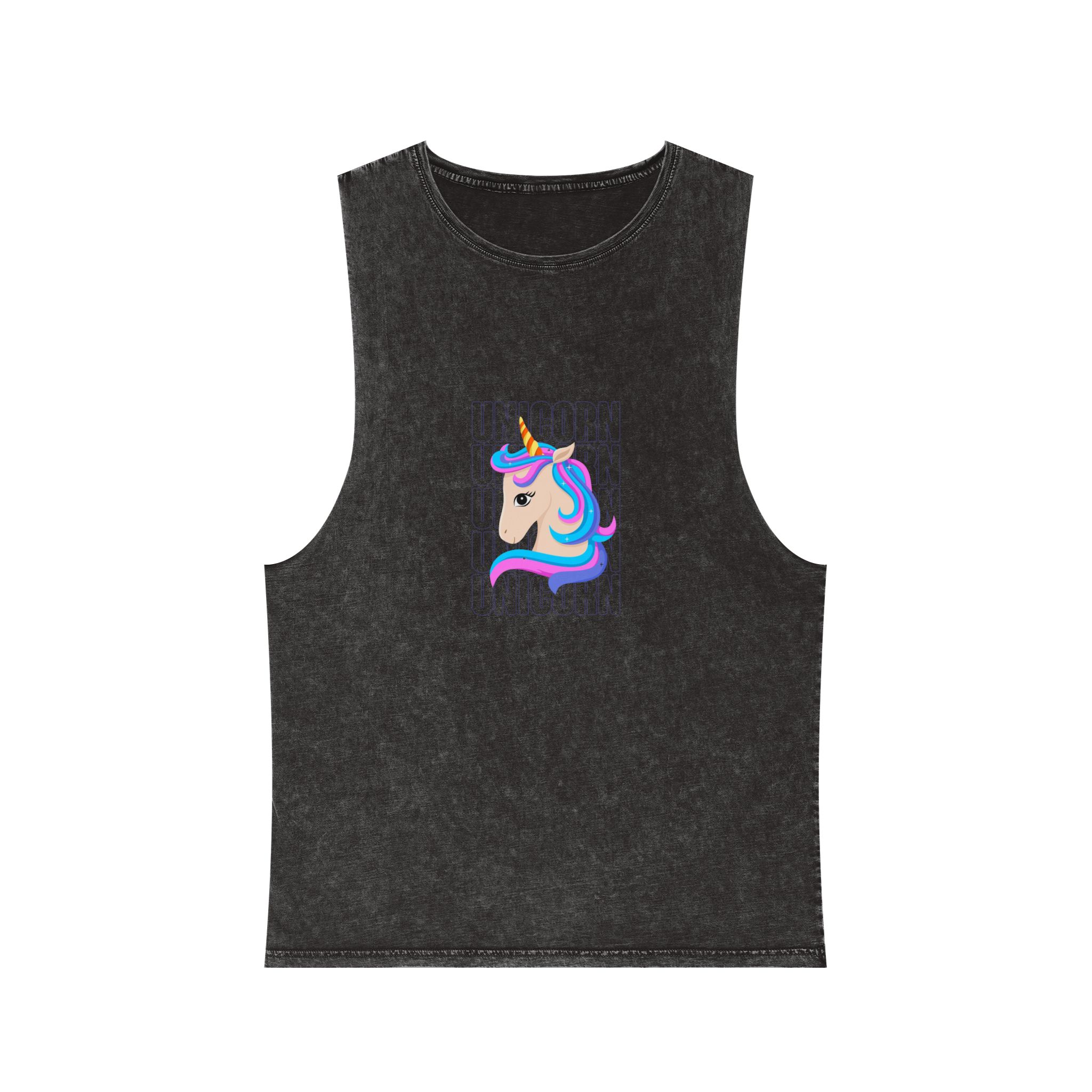 Cute Unicorn Unisex Stonewash Tank Top