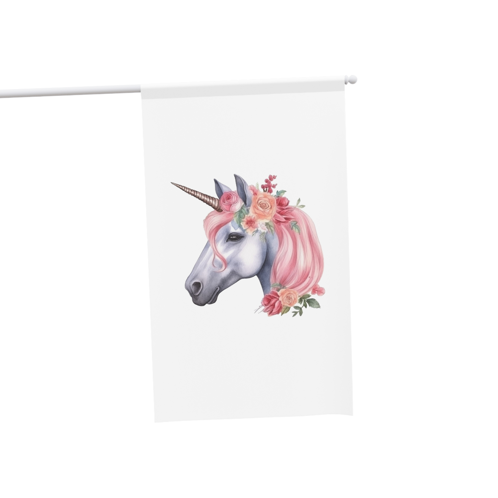 Unicorn With Pink Mane Flowers Head Generative Ai House Banner - Image 3