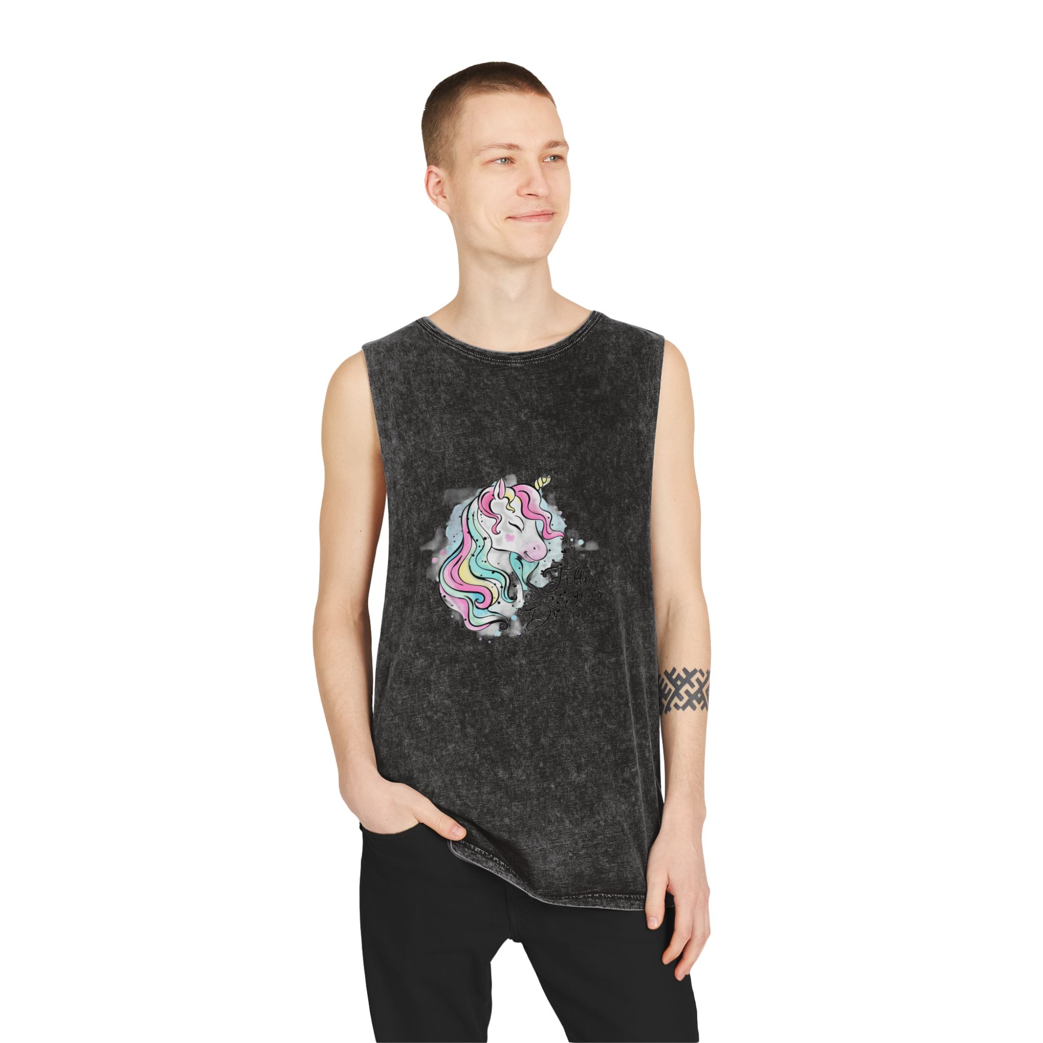 Follow Your Dream Unisex Stonewash Tank Top - Image 3