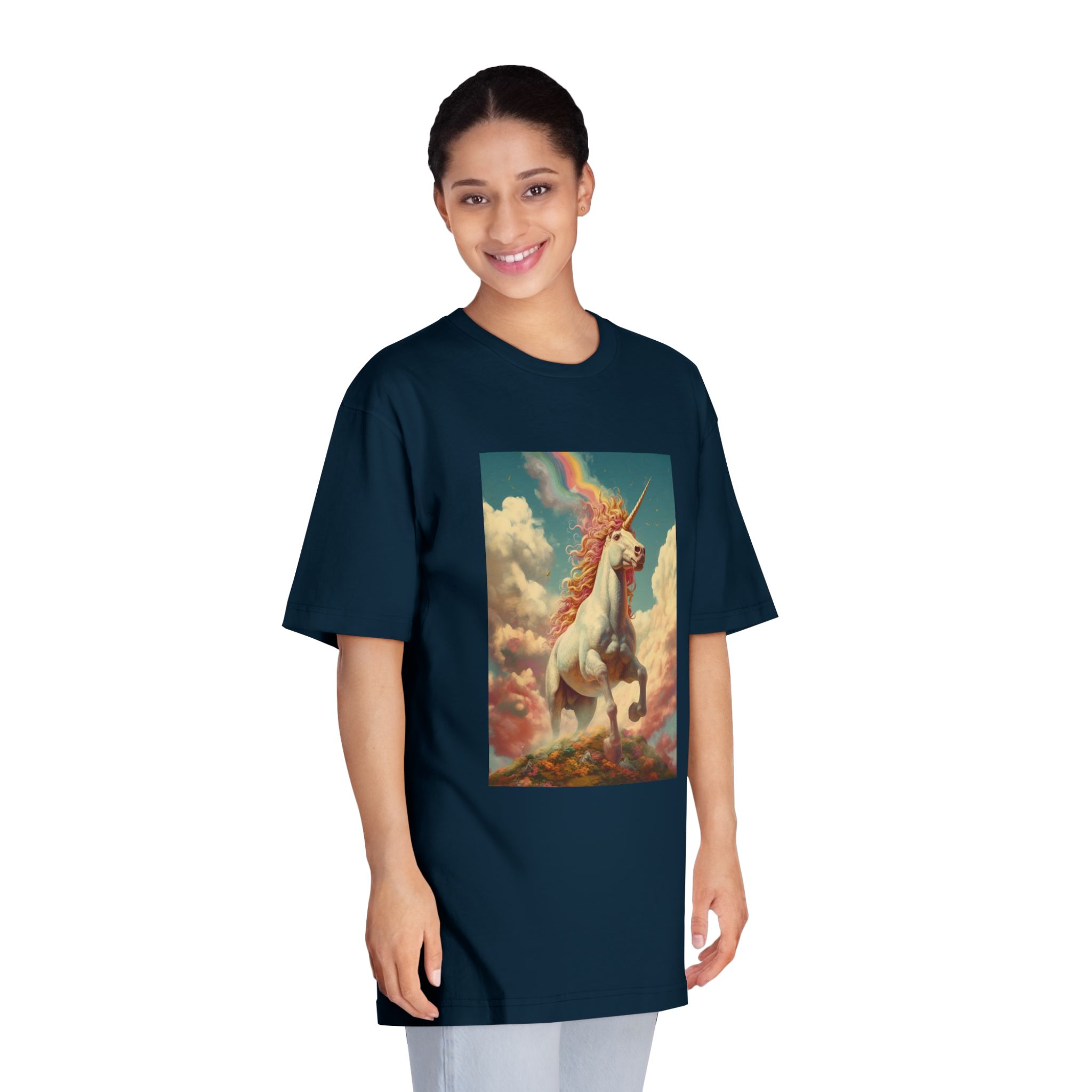 Painting Unicorn With Rainbow Sky Generative Ai Unisex Classic Crewneck T Shirt - Image 19