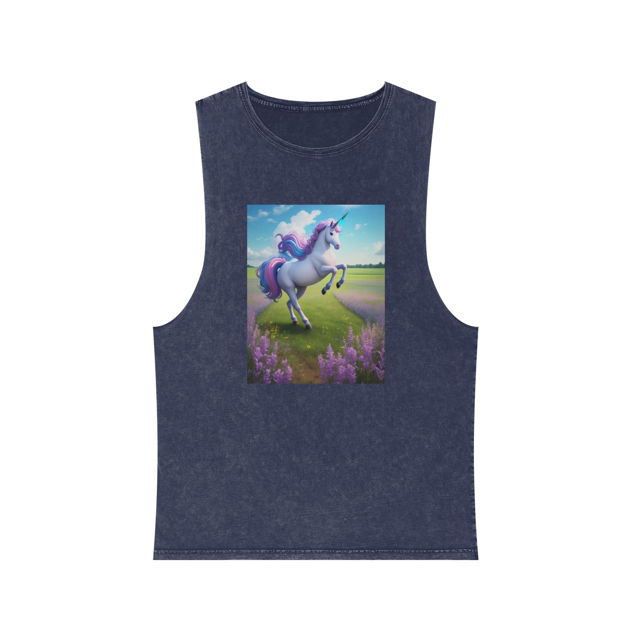 Beautiful Unicorn Running Magical Meadow Unicorn Background Images Whimsical Unicorn (24) Unisex Stonewash Tank Top - Image 13