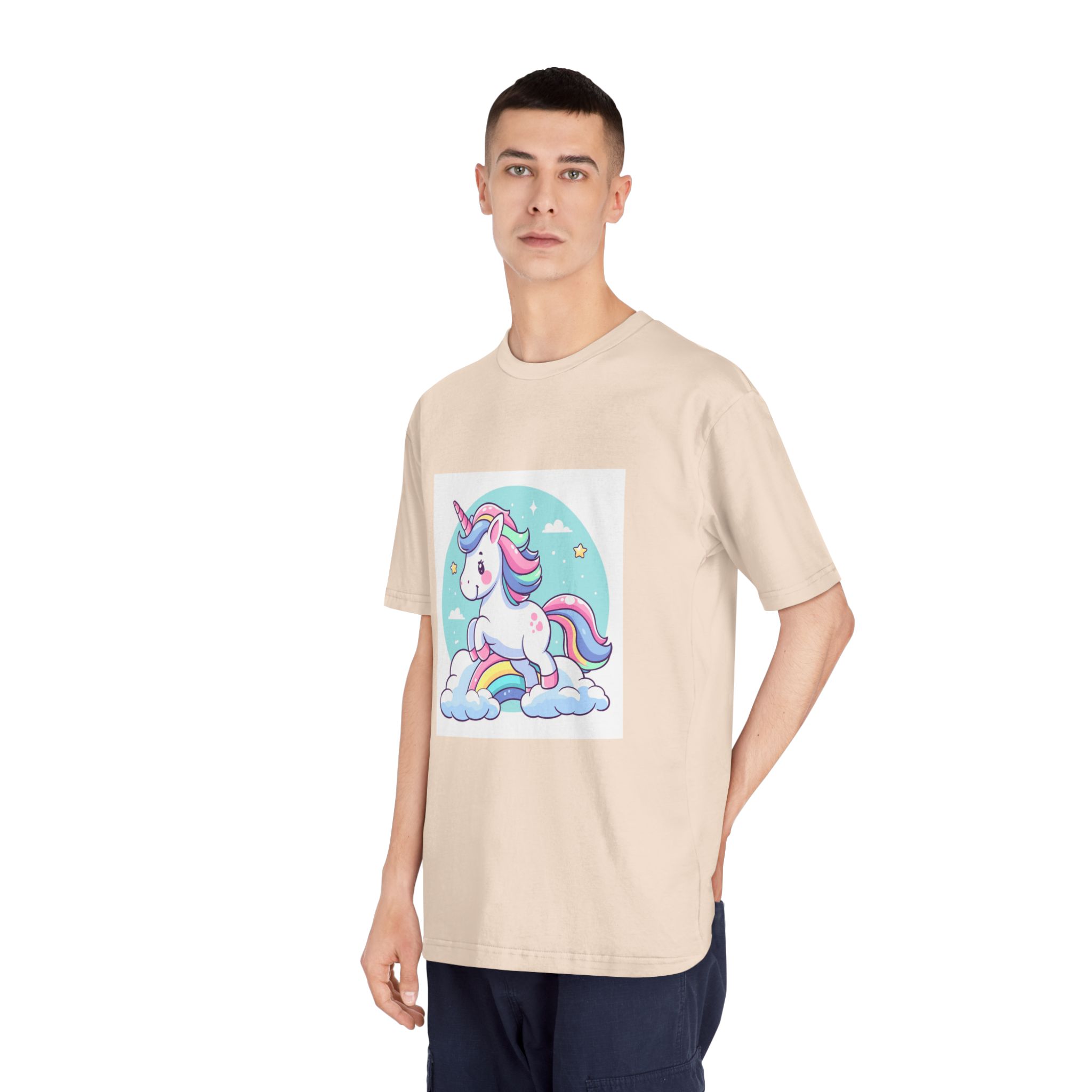 Cartoon Unicorn With Rainbow Its Tail Unisex Classic Crewneck T Shirt - Image 12