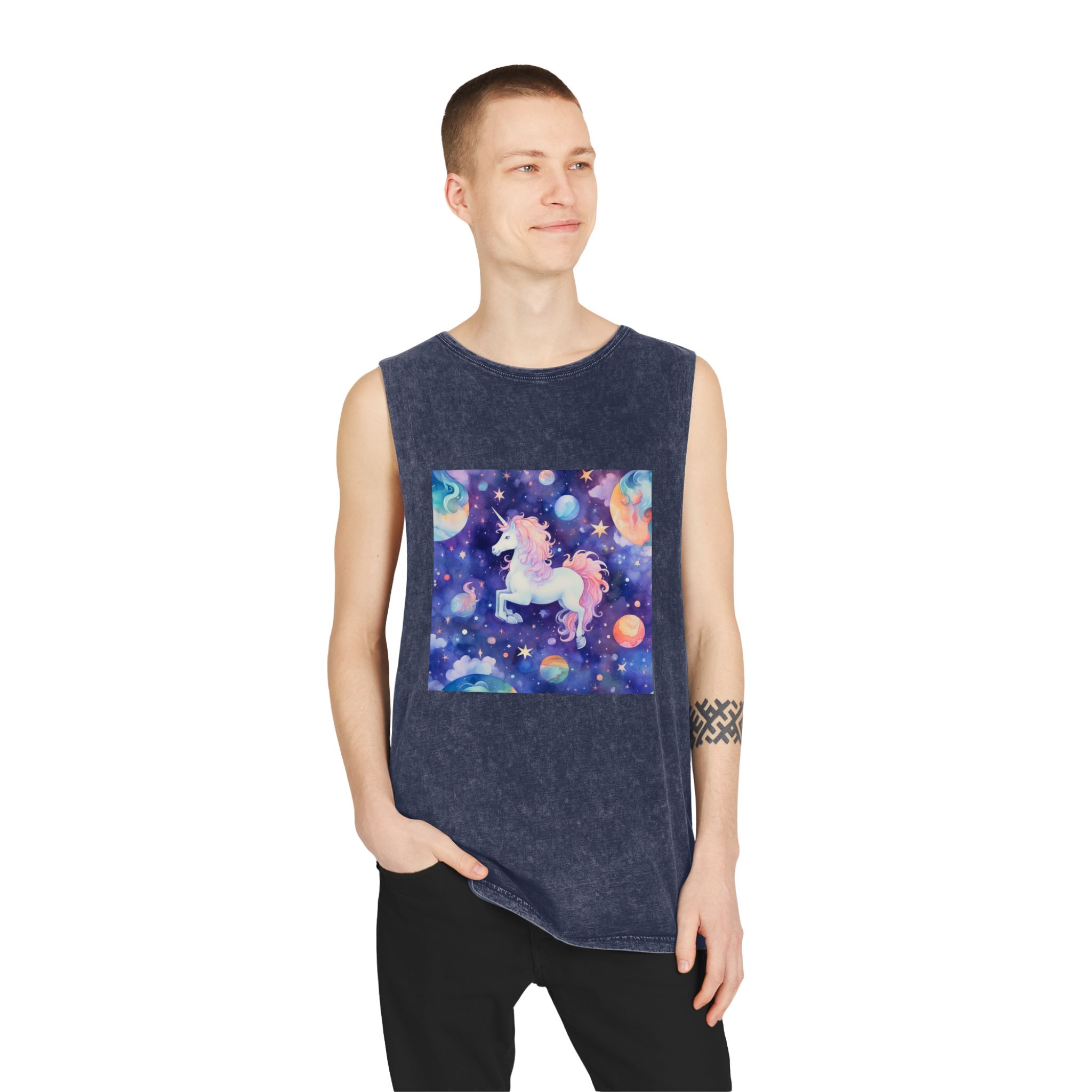 There Is Unicorn That Is Flying Through Sky Generative Ai Unisex Stonewash Tank Top - Image 15