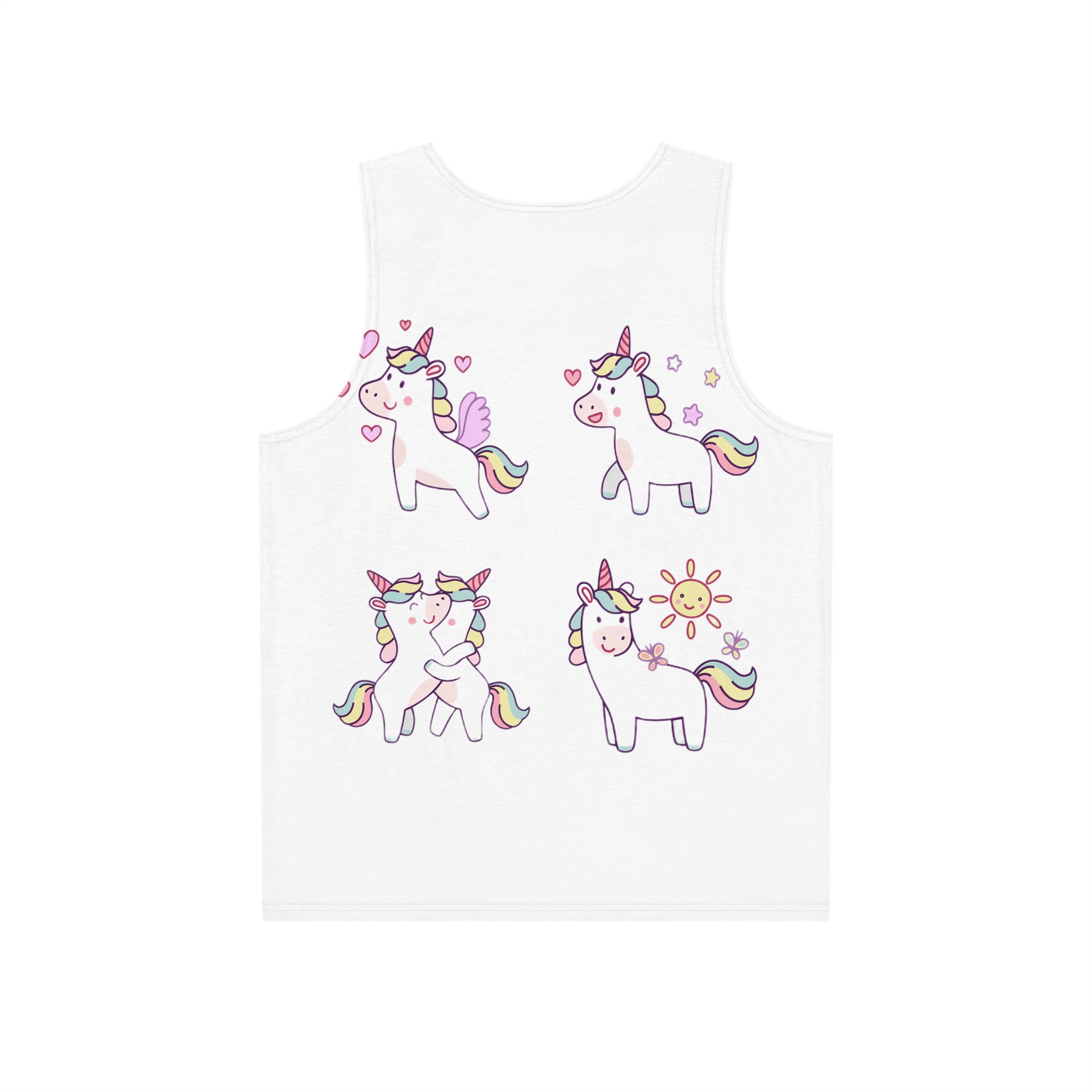 Set of Cute Hand Drawn Unicorns Feeling Love Embracing Walking With Butterflies 181306 Mens Tank Aop - Image 2