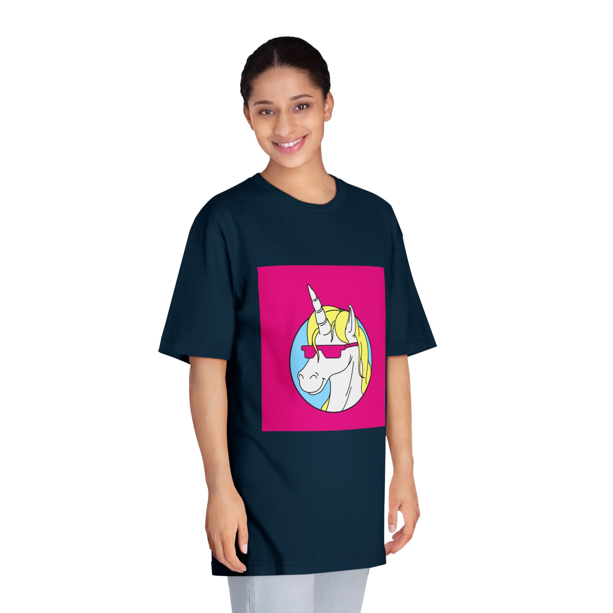 Retro Emblem of Unicorn Wearning A Glasses Unisex Classic Crewneck T Shirt - Image 19