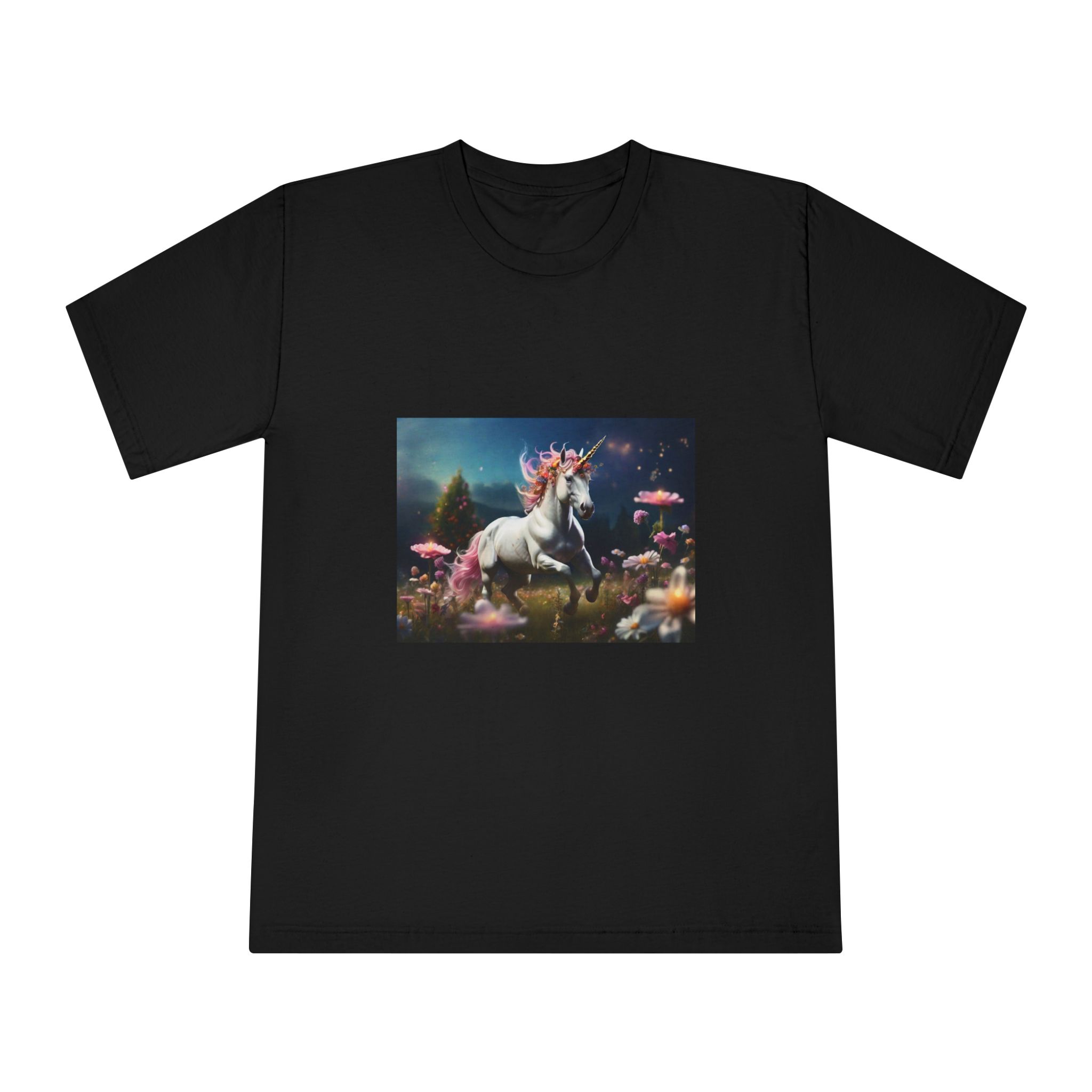 Beautiful Unicorn Running Magical Meadow Unicorn Background Images Whimsical Unicorn (23) Unisex Classic Crewneck T Shirt - Image 5